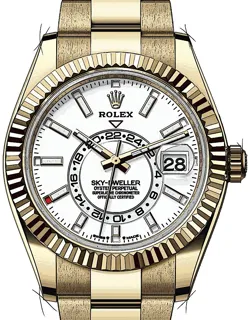 Rolex Sky-Dweller 336938 Yellow gold Weiß