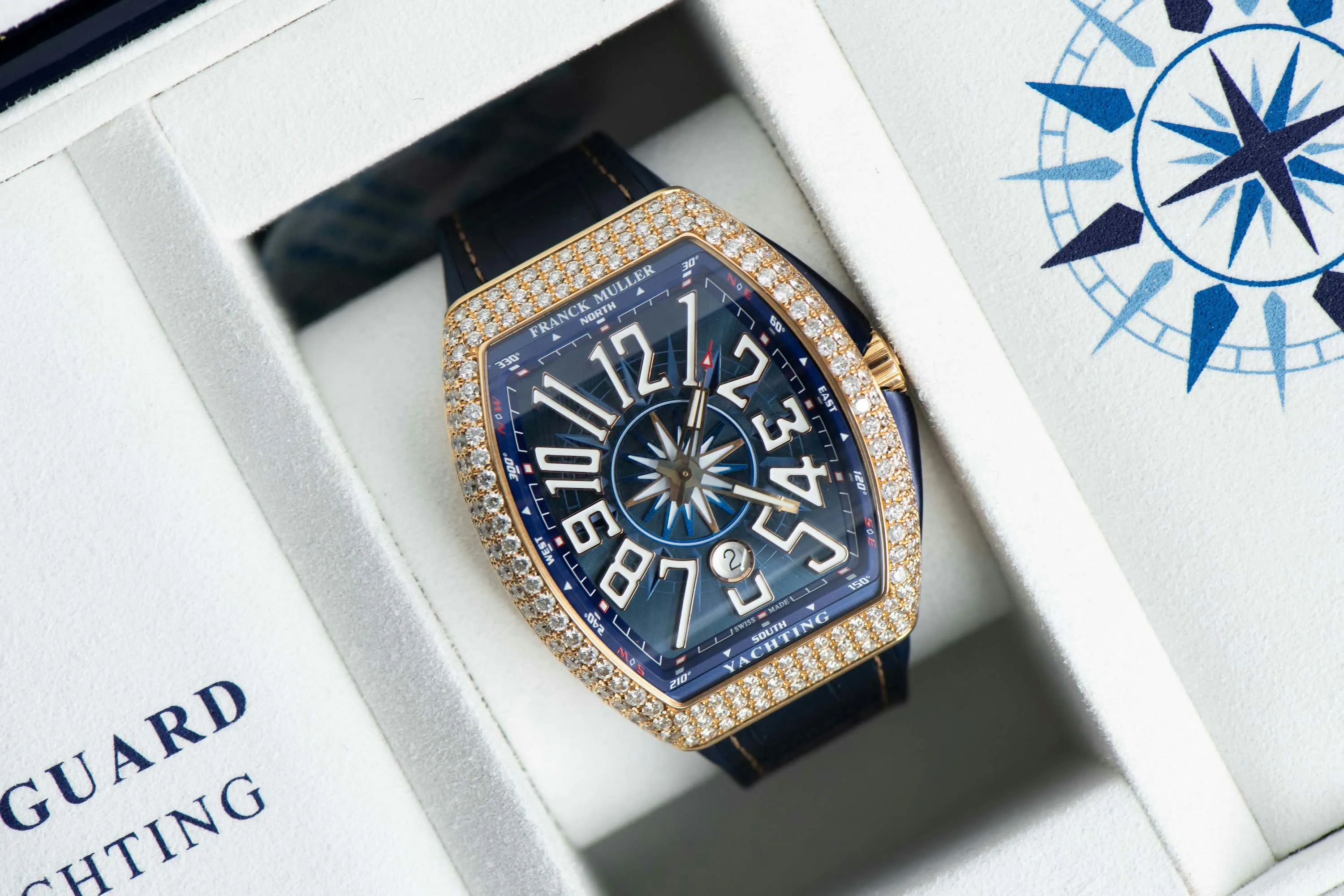 Franck Muller Vanguard V 45 SC DT 44mm Rose gold and Diamond Blue 2