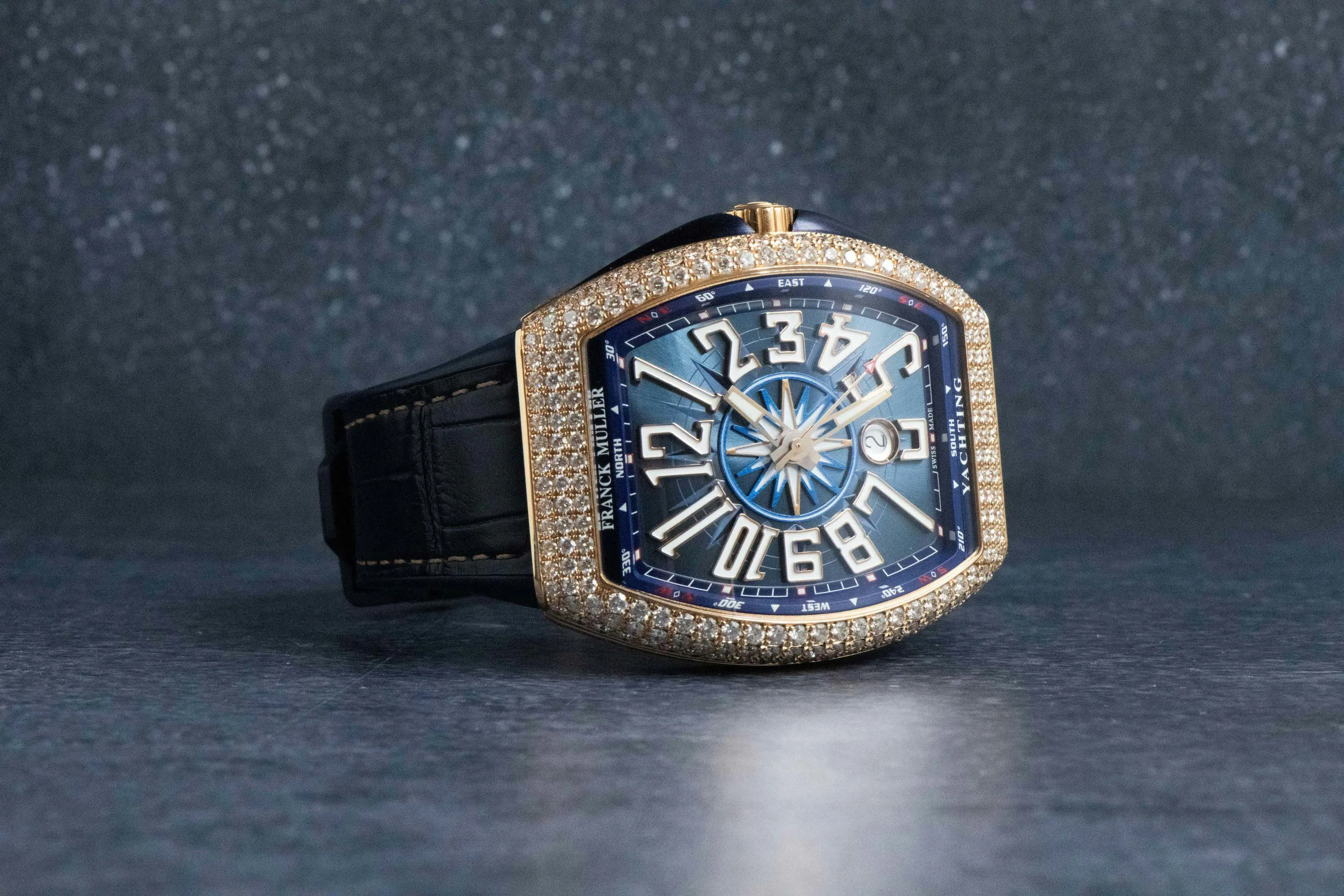 Franck Muller Vanguard V 45 SC DT 44mm Rose gold and Diamond Blue 9