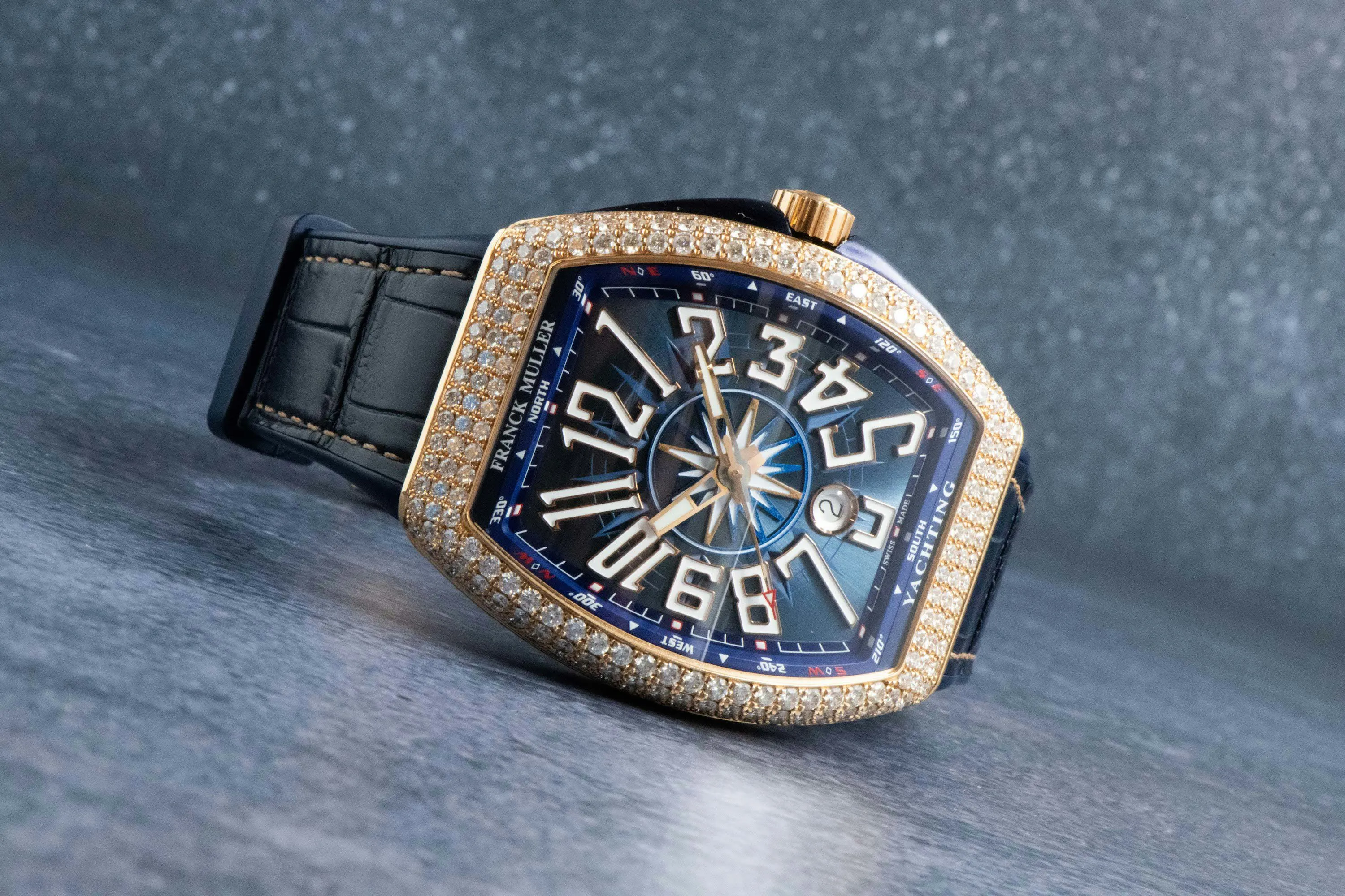 Franck Muller Vanguard V 45 SC DT 44mm Rose gold and Diamond Blue 10