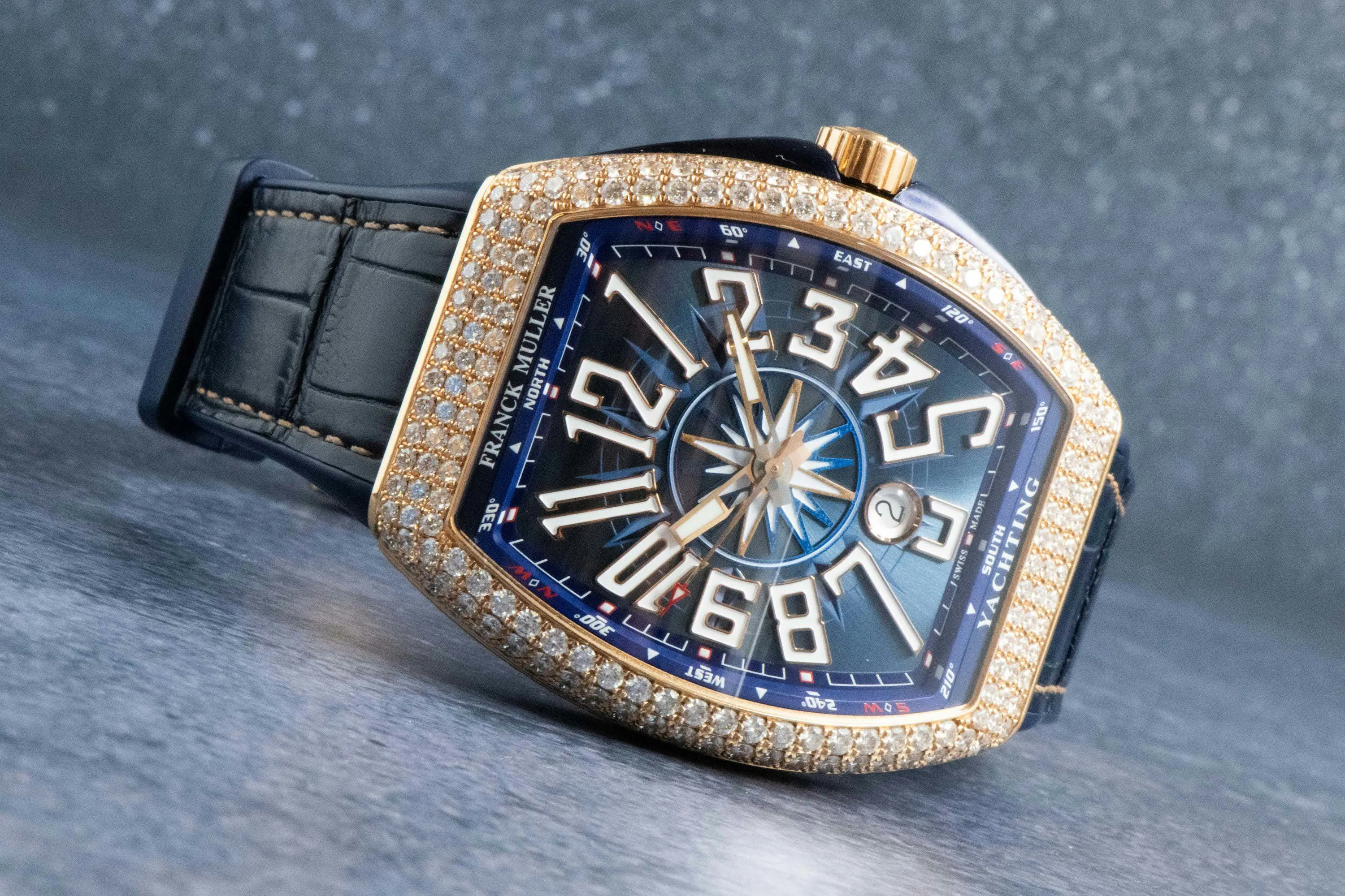 Franck Muller Vanguard V 45 SC DT 44mm Rose gold and Diamond Blue 11