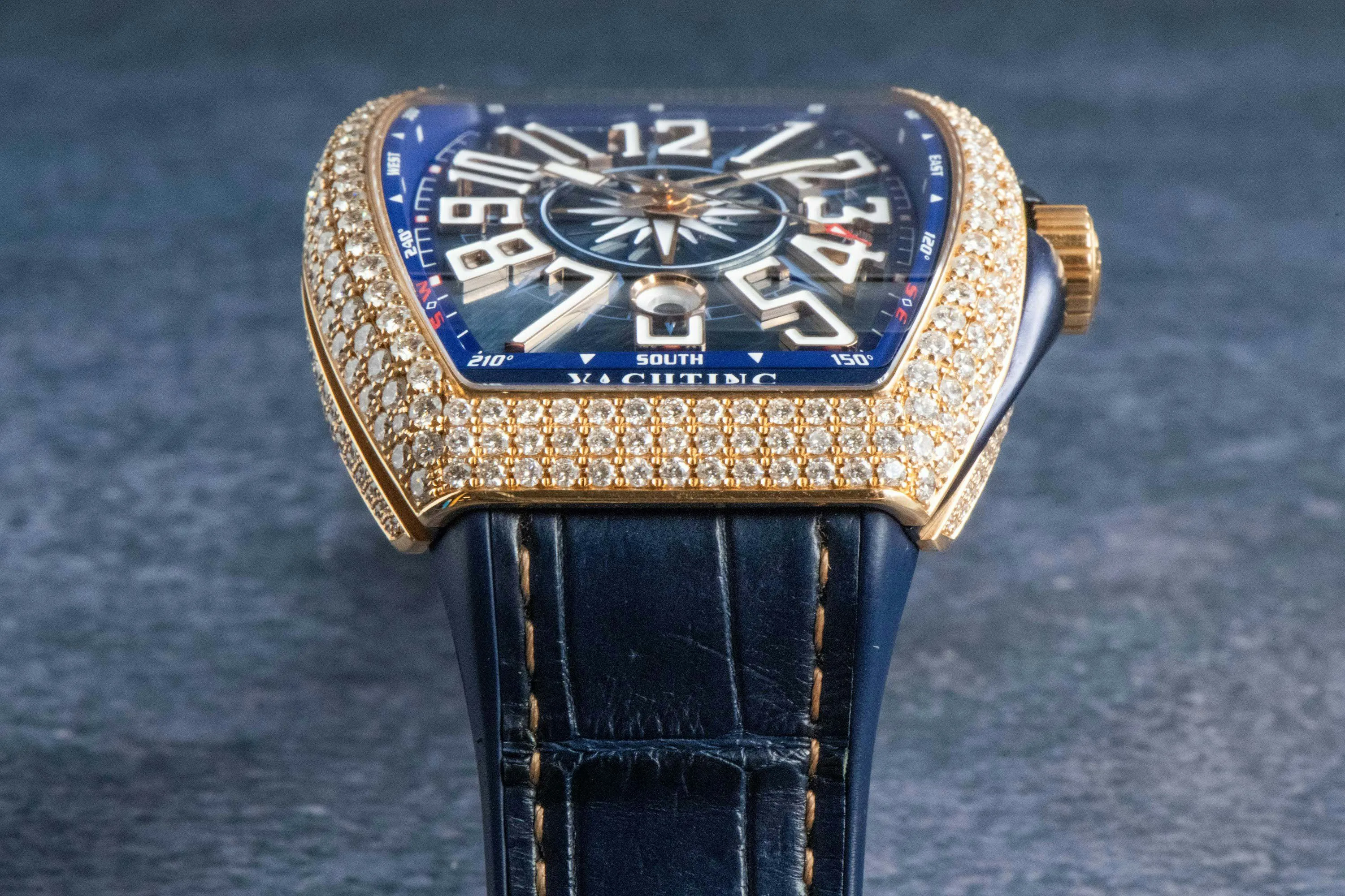 Franck Muller Vanguard V 45 SC DT 44mm Rose gold and Diamond Blue 13