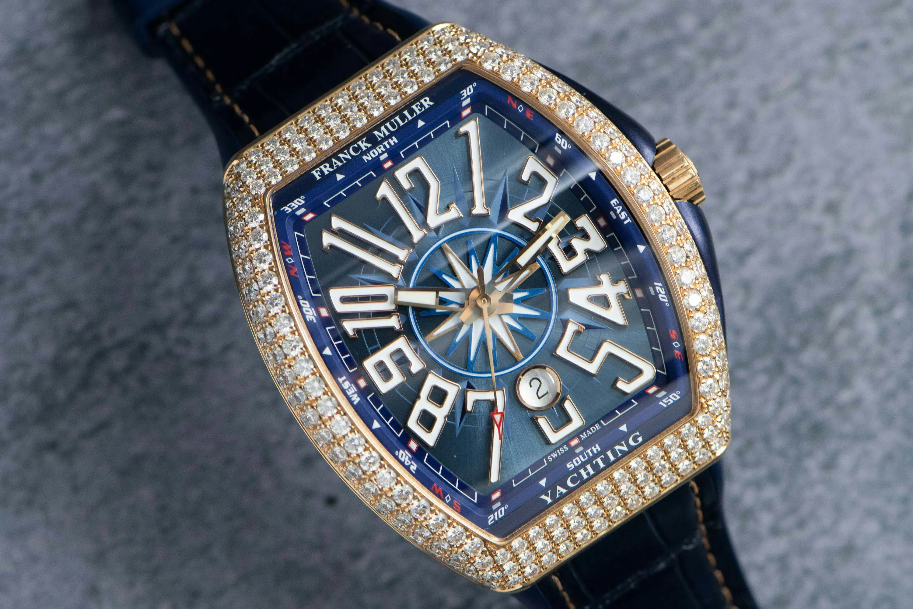 Franck Muller Vanguard V 45 SC DT 44mm Rose gold and Diamond Blue 14