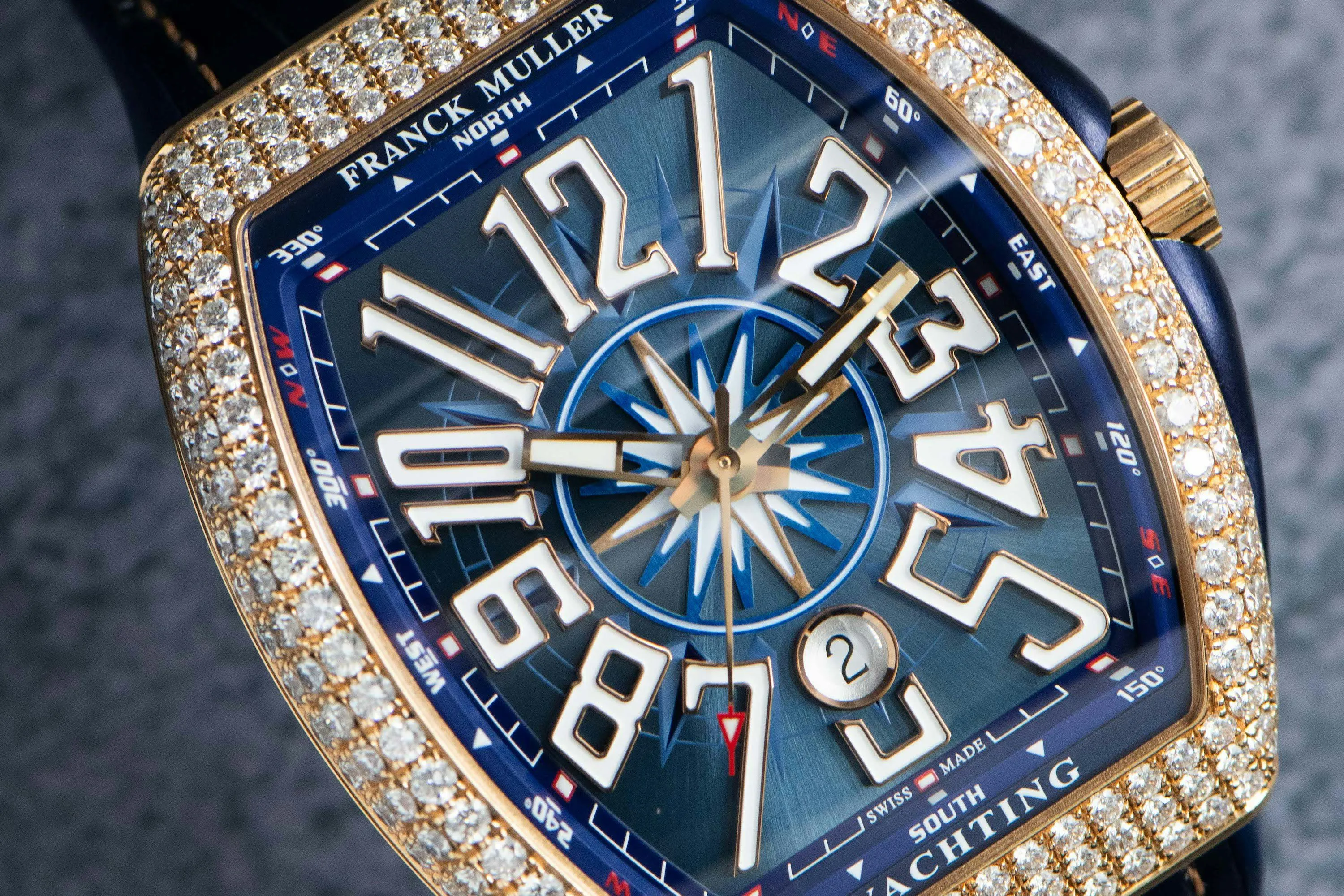 Franck Muller Vanguard V 45 SC DT 44mm Rose gold and Diamond Blue 15