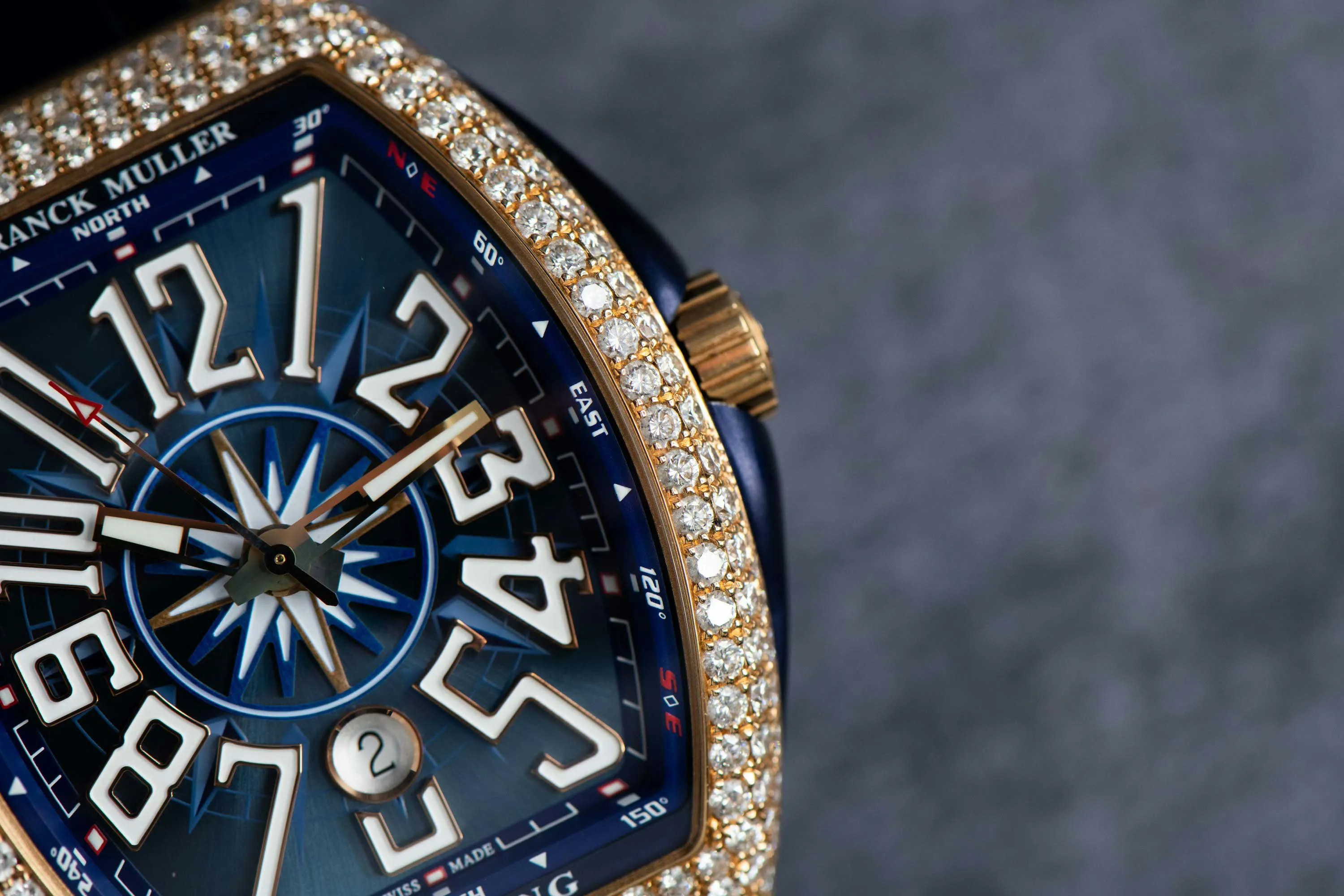 Franck Muller Vanguard V 45 SC DT 44mm Rose gold and Diamond Blue 20