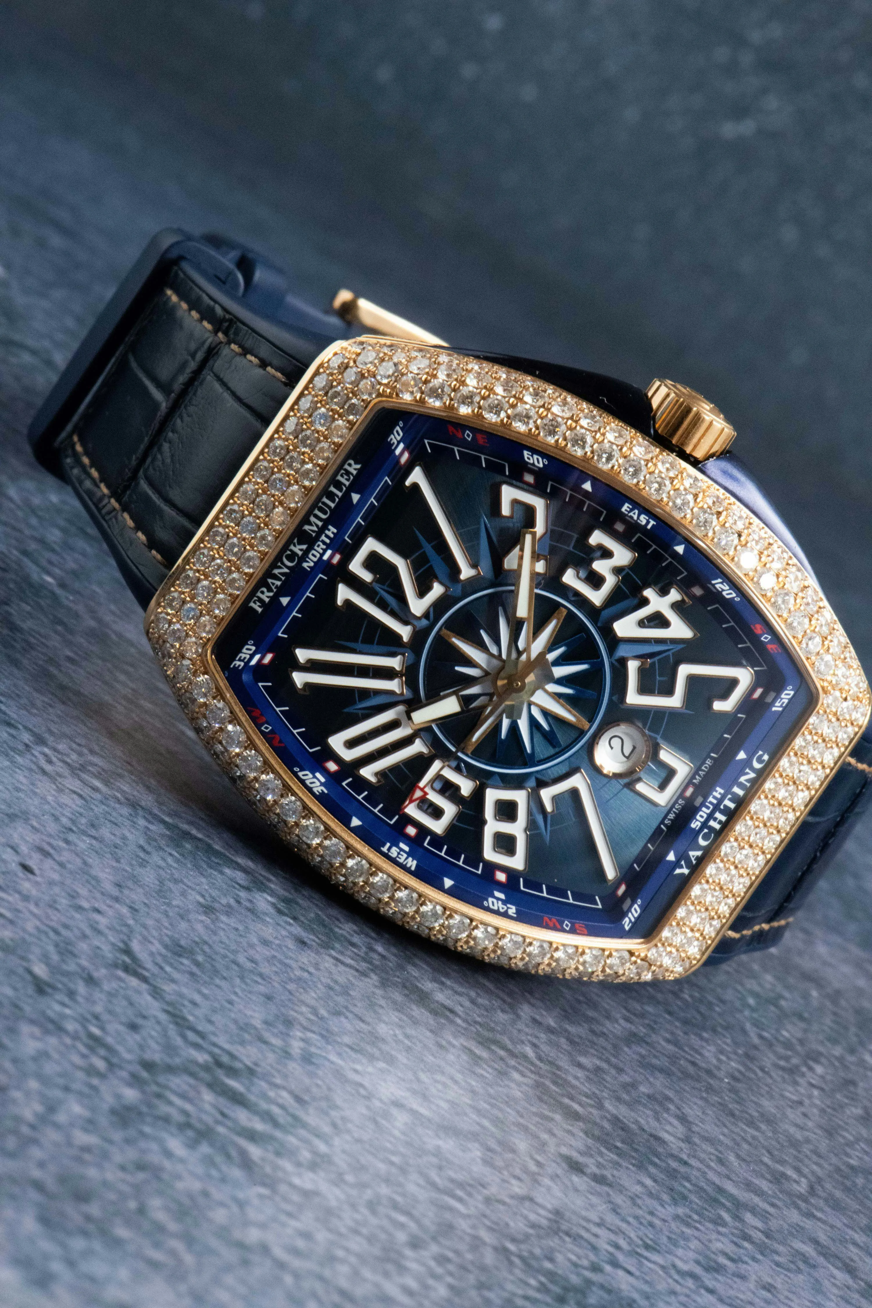 Franck Muller Vanguard V 45 SC DT 44mm Rose gold and Diamond Blue 21