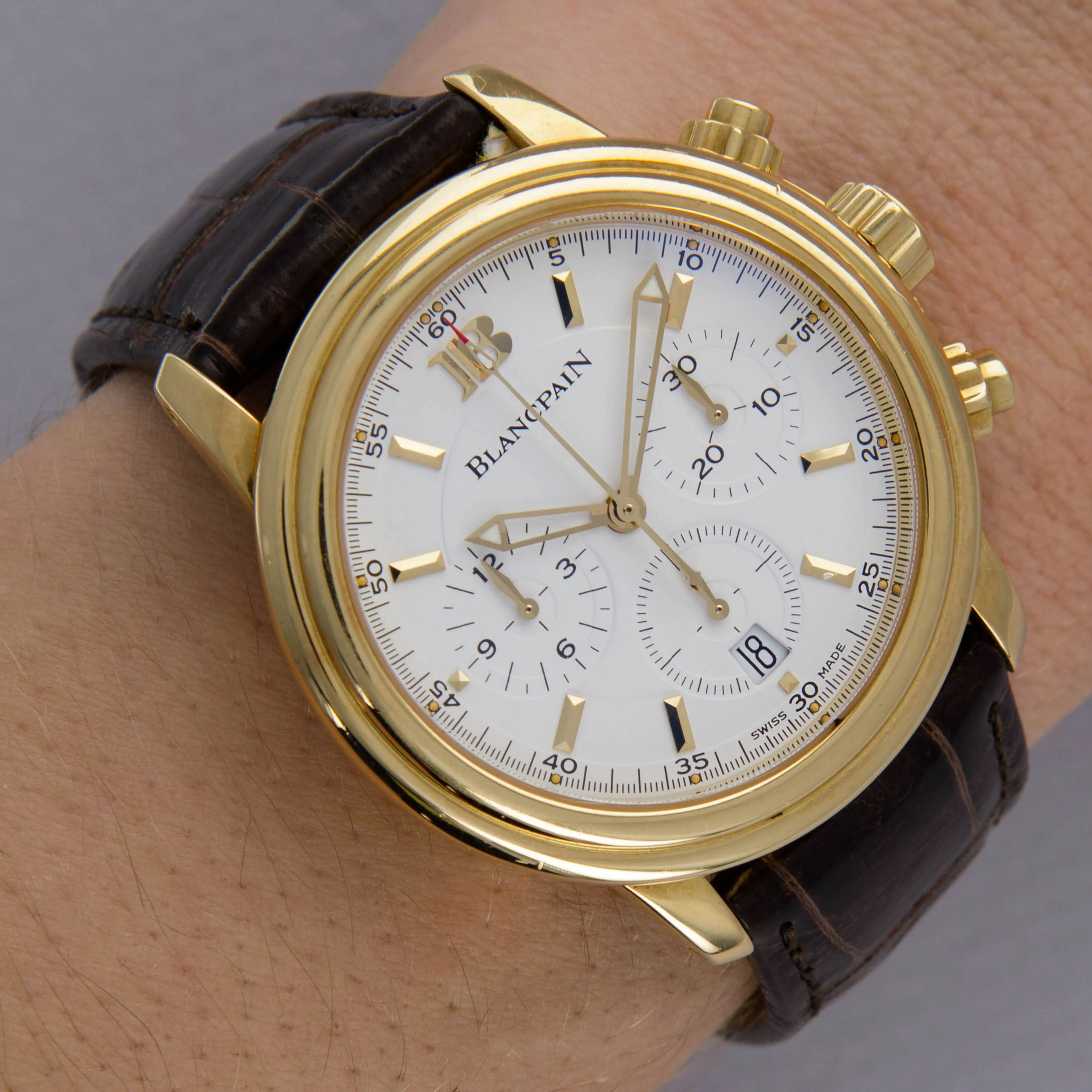 Blancpain Léman 2185-1418-53 38.5mm Yellow gold Silver 15