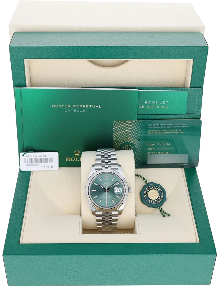 Rolex Datejust 41 126334-0028 41mm White gold and Oystersteel Green 6