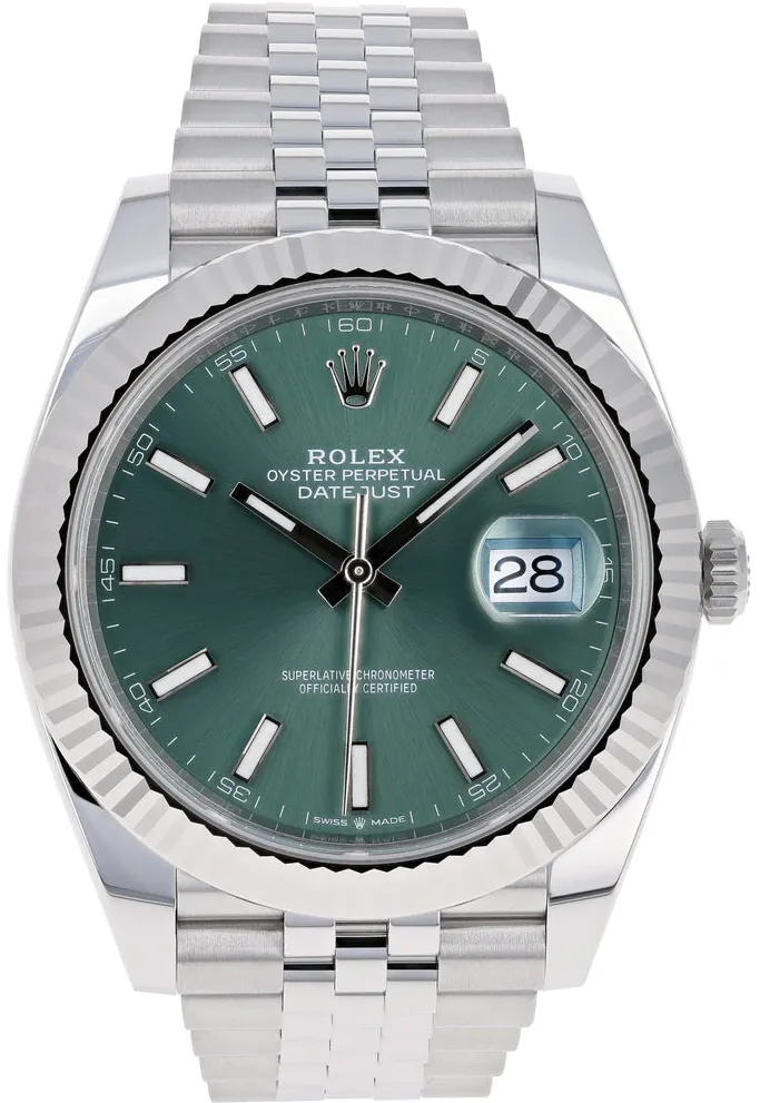 Rolex Datejust 41 126334-0028 41mm White gold and Oystersteel Green 7