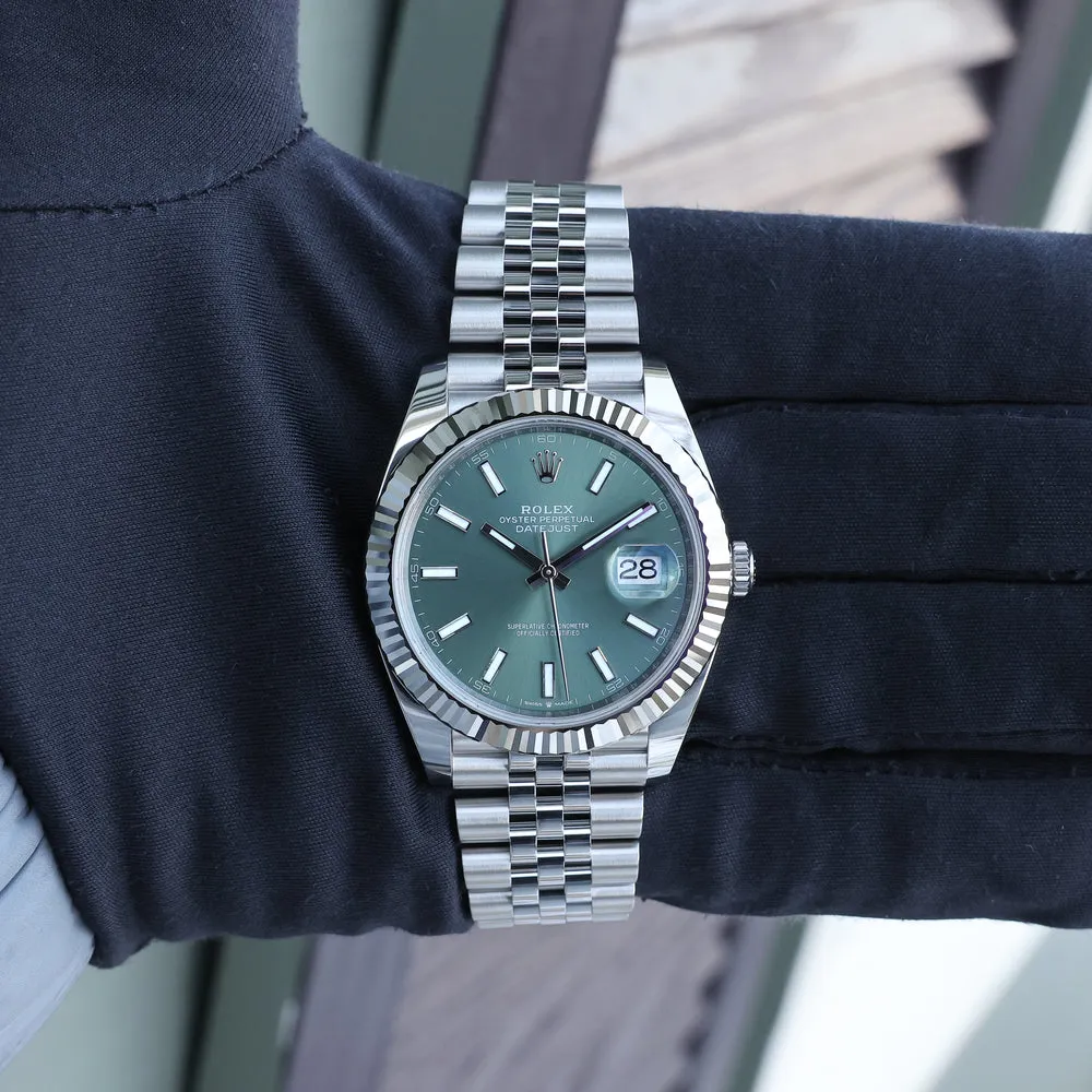 Rolex Datejust 41 126334-0028 41mm White gold and Oystersteel Green 4