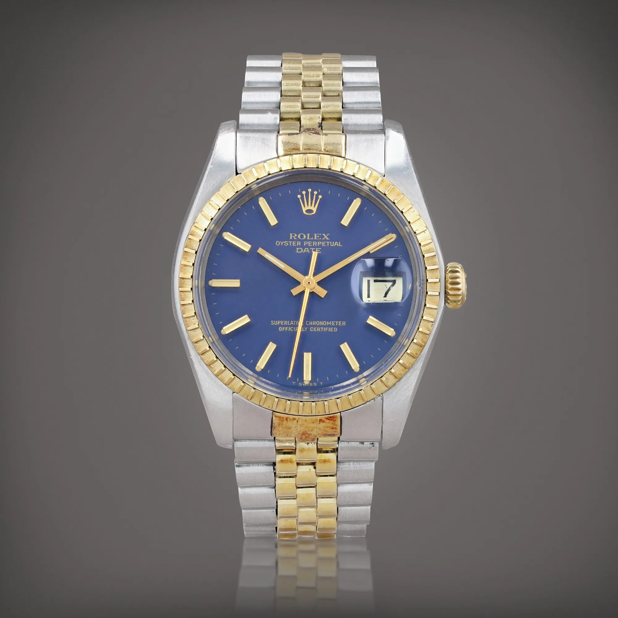 Rolex Oyster Perpetual Date 1505 34mm Yellow gold and Stainless steel Blue