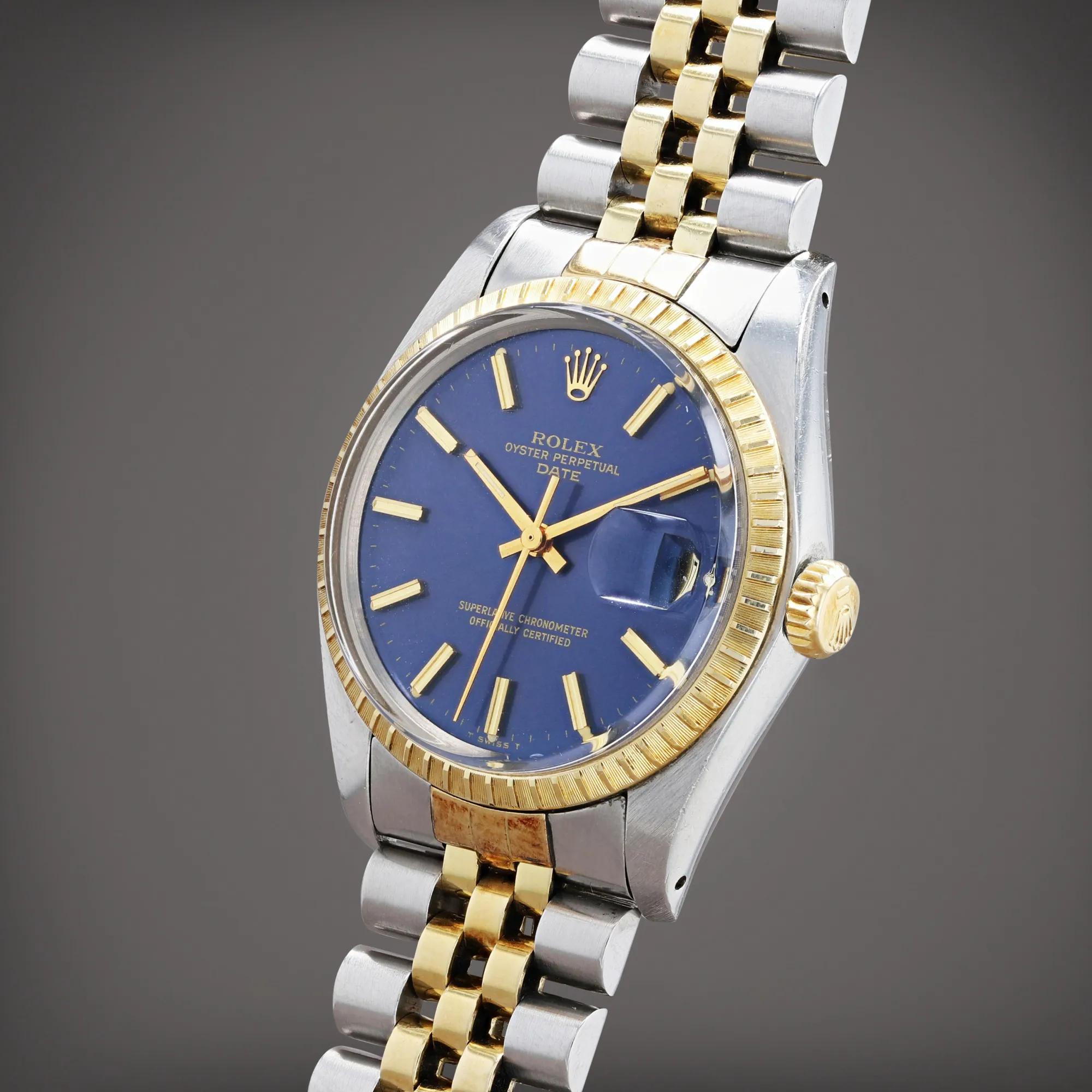 Rolex Oyster Perpetual Date 1505 34mm Yellow gold and Stainless steel Blue 1