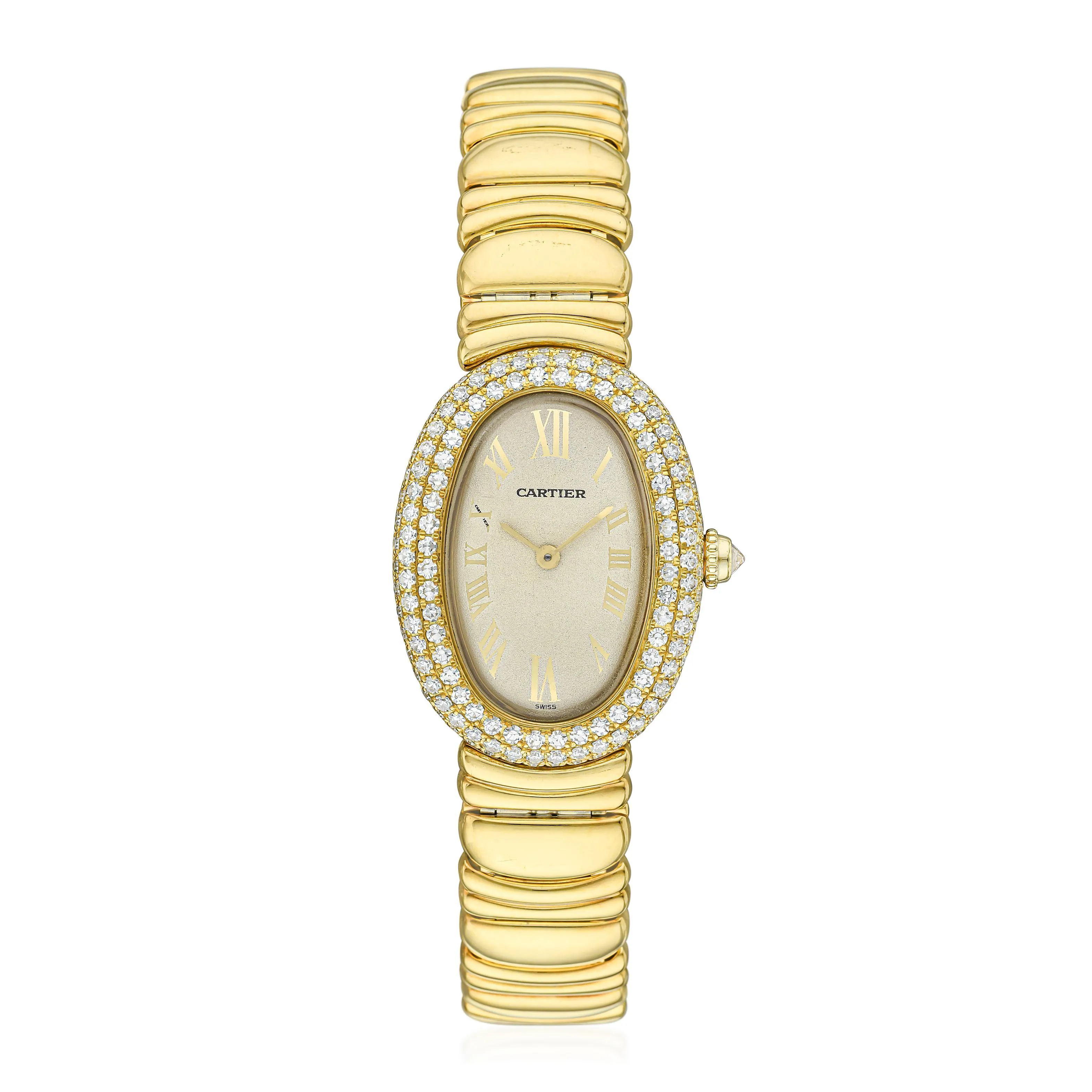 Cartier Baignoire 1950 22mm Yellow gold and Diamond Champagne