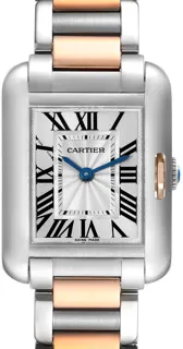 Cartier Tank Anglaise W5310036 Stainless steel and 18k rose gold Flinque guilloche silver