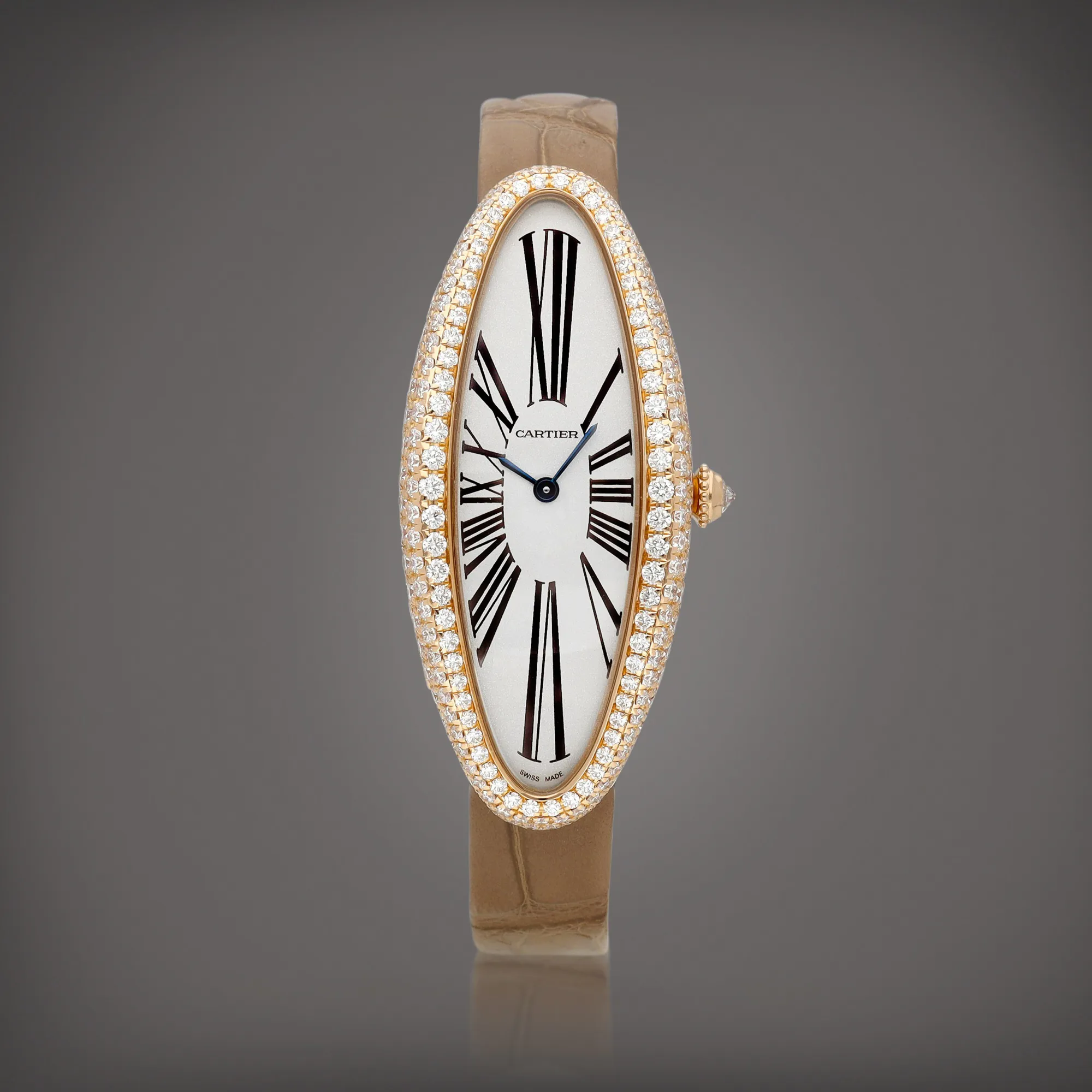 Cartier Baignoire Allongée WJBA0006 20mm Rose gold and Diamond Silver