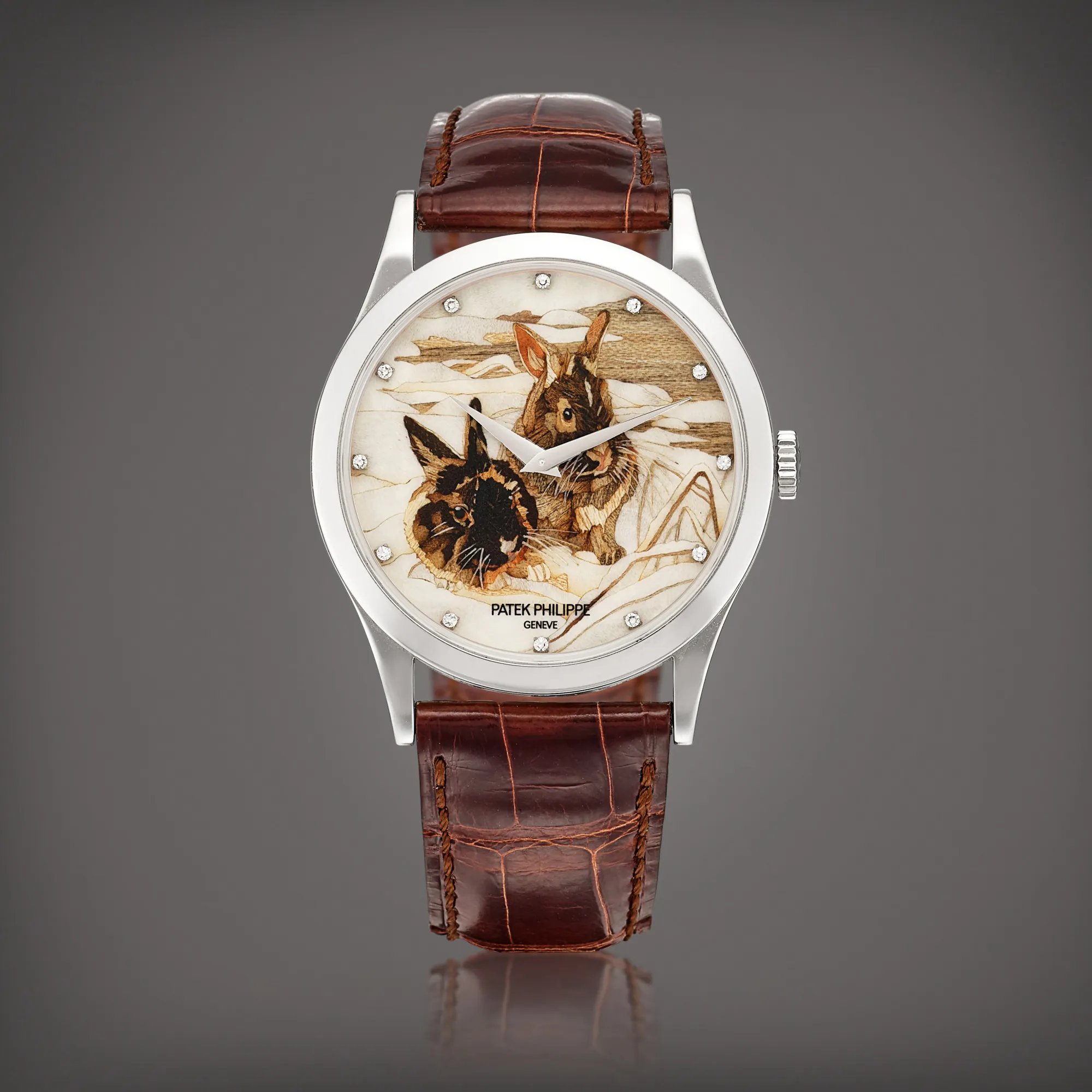 Patek Philippe Calatrava 5077 38mm Platinum “Wood” marquetry