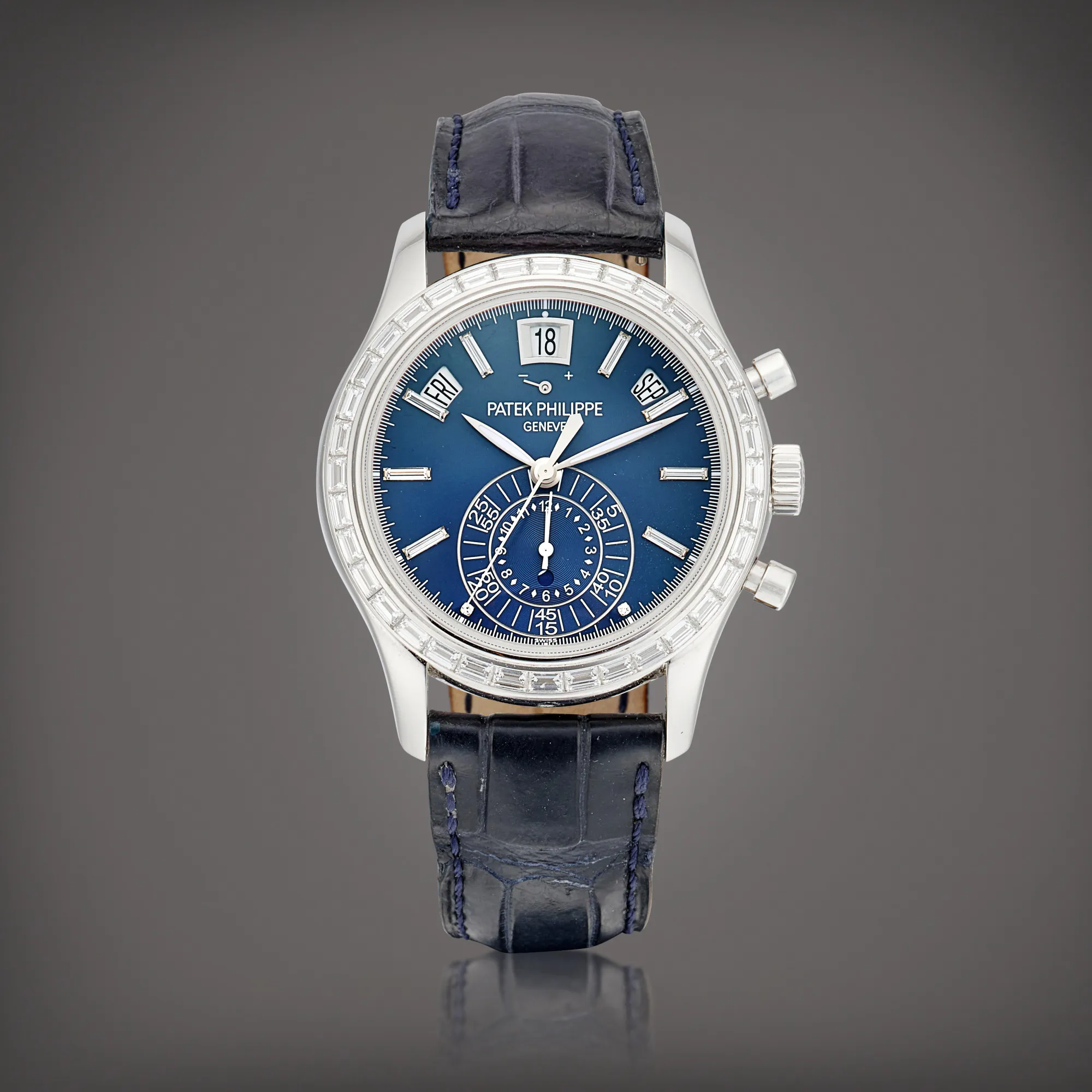 Patek Philippe Annual Calendar Chronograph 5961 40mm Platinum and Diamond Blue