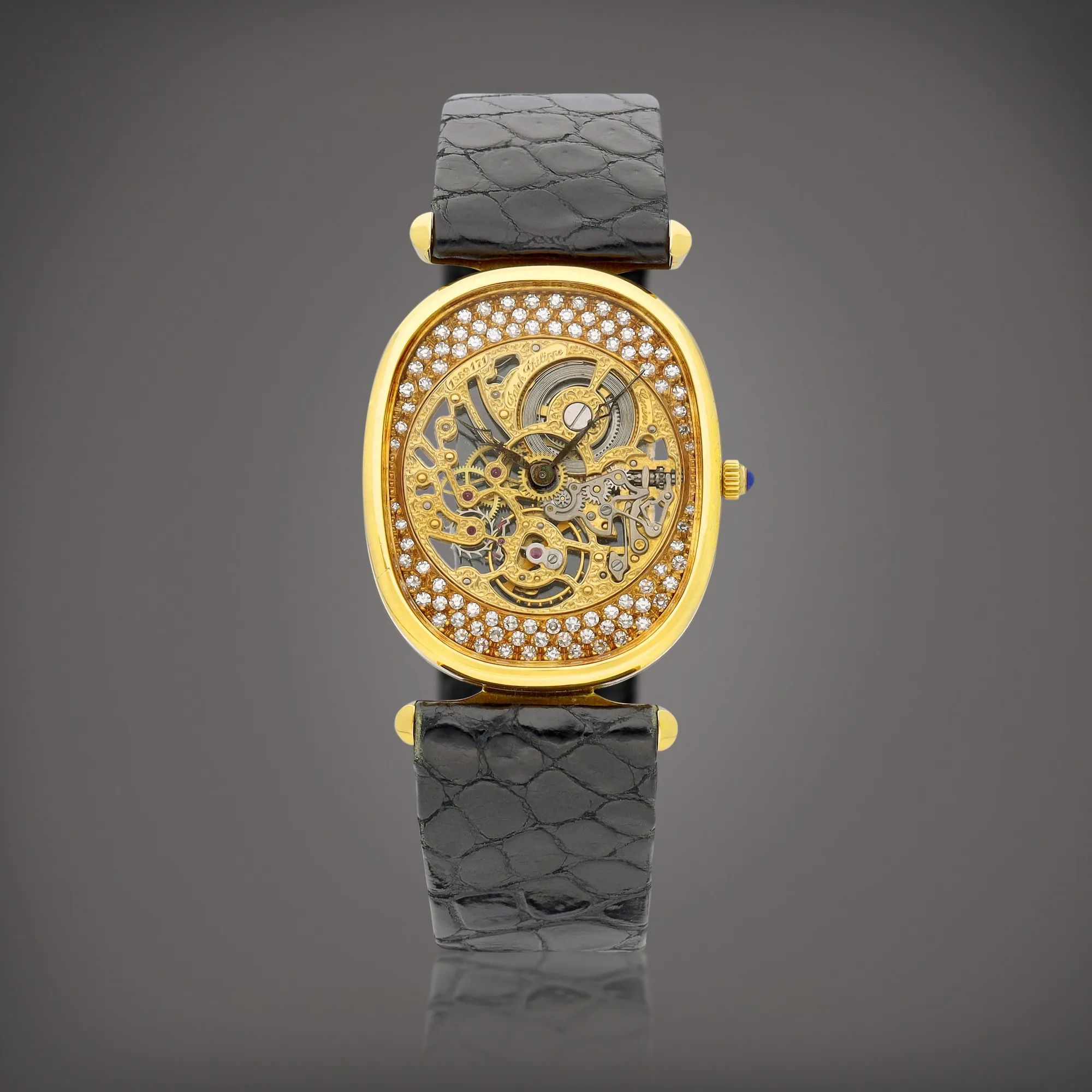 Patek Philippe Ellipse 3881 27mm Yellow gold and diamond-set Skeletonized