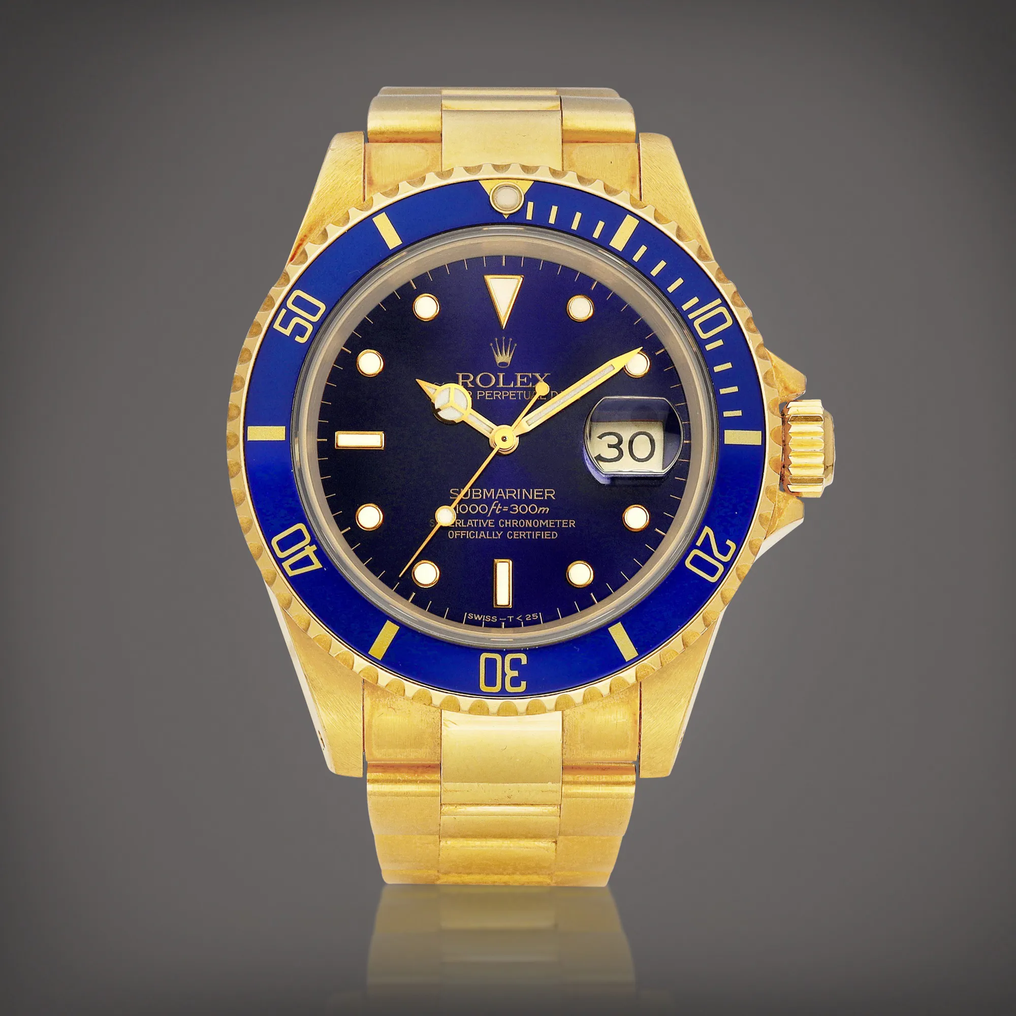 Rolex Submariner 16618 40mm Yellow gold Blue