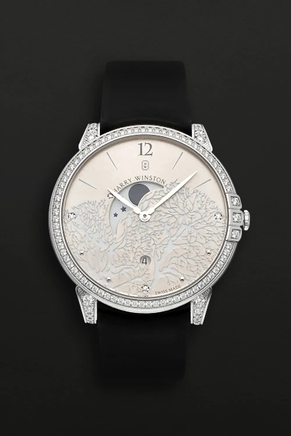 Harry Winston Midnight Moon Phase 450/UQMP39W 39mm White gold and diamond-set Silver