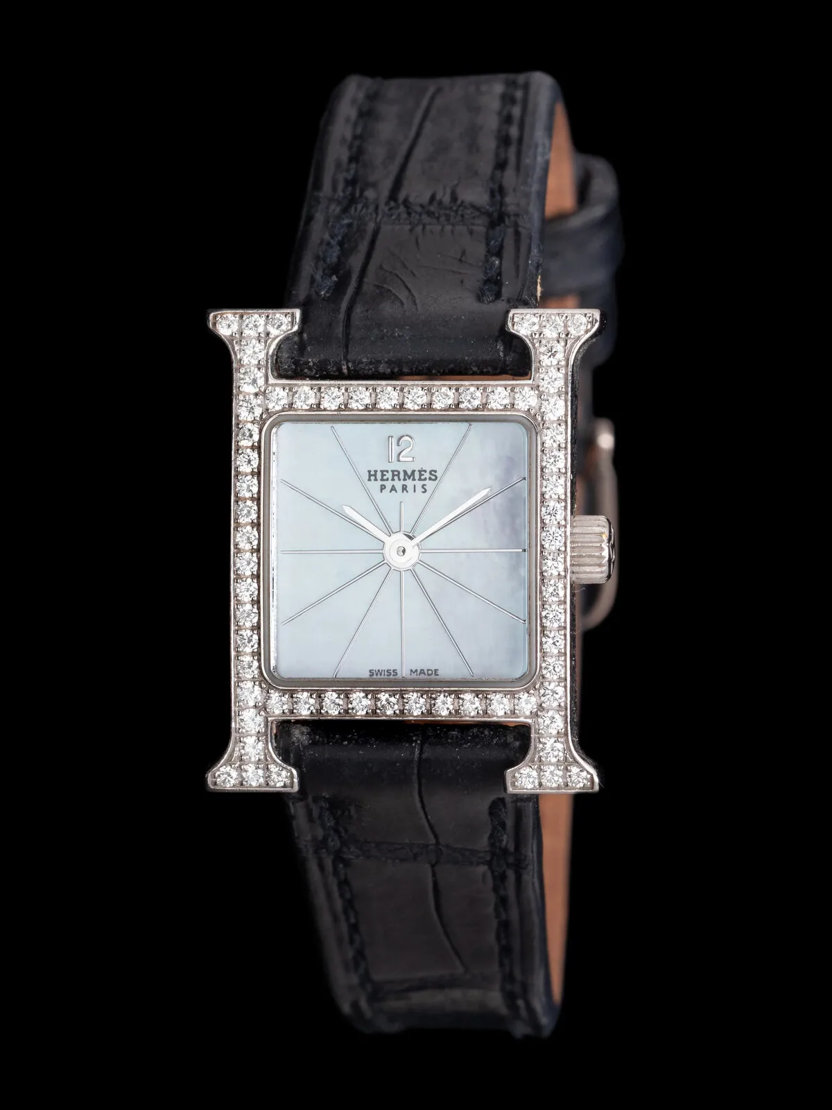 Hermès Heure H HHI.191 17mm White gold and Diamond Mother-of-pearl