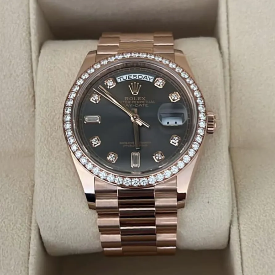 Rolex Day-Date 128345RBR-0052 36mm Everose gold Gray