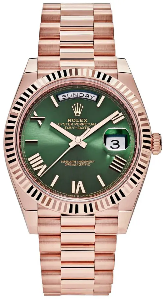 Rolex Day-Date 40 228235-0025 40mm Everose gold Green