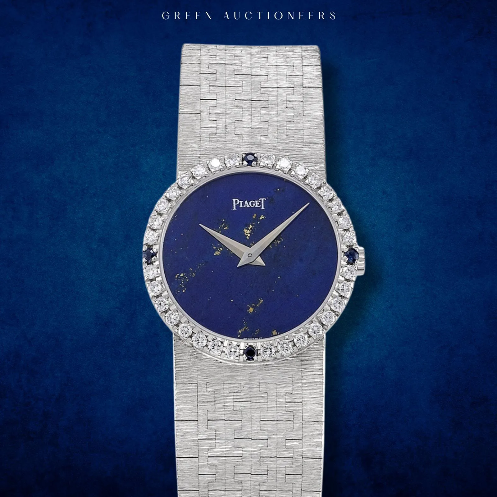 Piaget 9706 A6 24mm White gold and Diamond and Sapphire Lapis lazuli