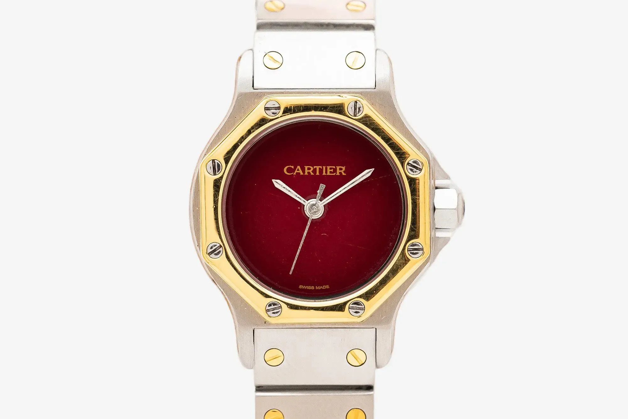 Cartier Santos Ronde 24mm Yellow gold and Stainless steel and 18k yellow gold Burgundy