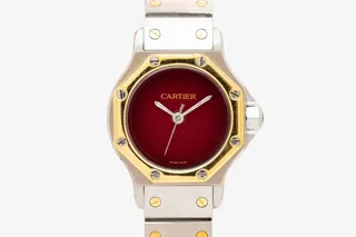 Cartier Santos Ronde 24mm Yellow gold and Stainless steel Burgundy