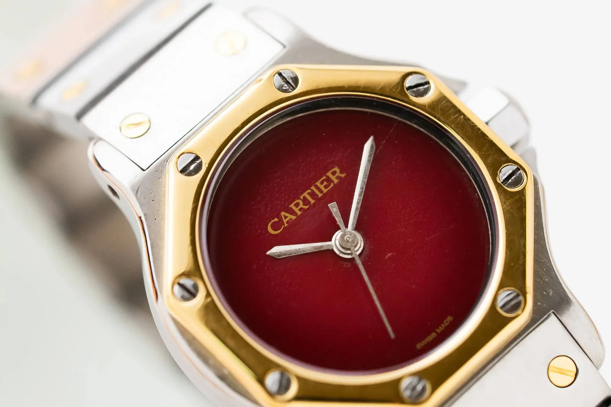 Cartier Santos Ronde 24mm Yellow gold and Stainless steel and 18k yellow gold Burgundy 4