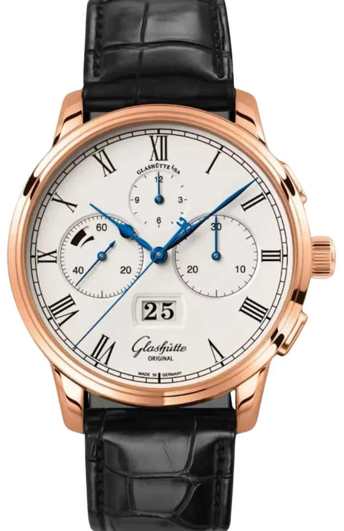 Glashütte Senator Chronograph Panorama Date 1-37-01-01-05-30 42mm Rose gold Silver