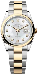 Rolex Datejust 126203-0024 Yellow gold and Stainless steel White mother-of-pearl set with diamonds