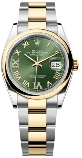 Rolex Datejust 126203-0026 Yellow gold and Stainless steel Olive Green set with diamonds