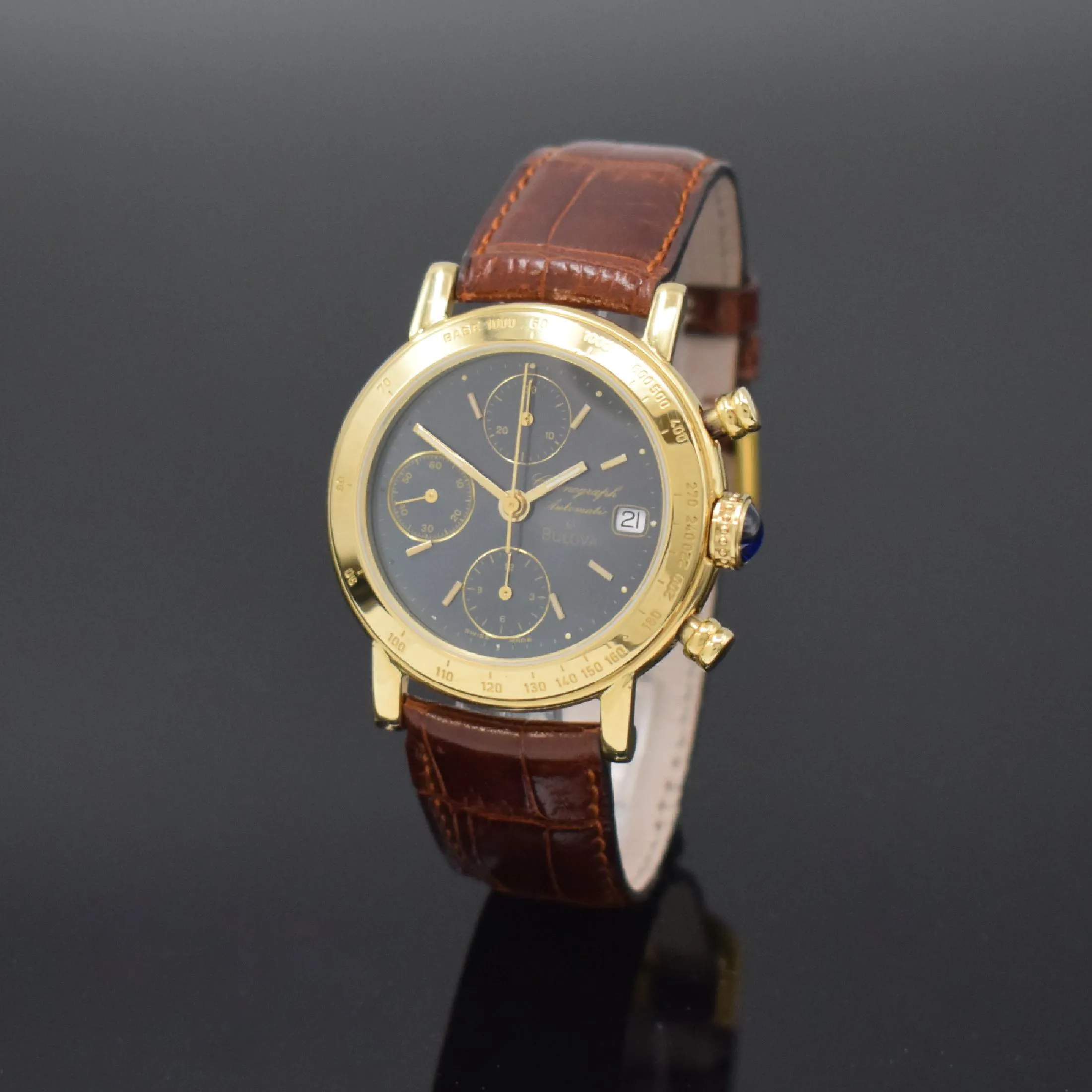 Bulova 38mm Yellow gold Gray