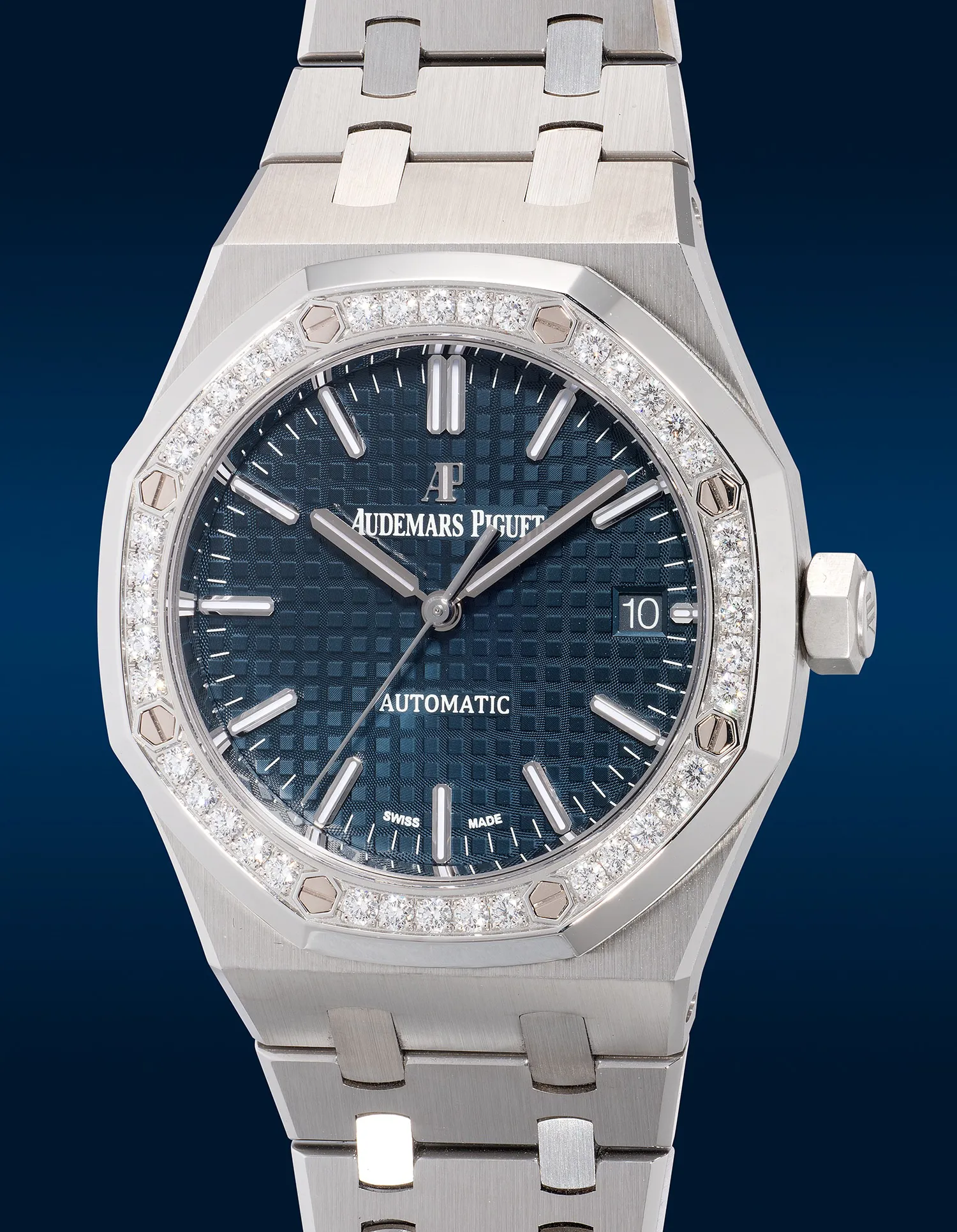 Audemars Piguet Royal Oak 15451ST.ZZ.1256ST.03 37mm Stainless steel and Diamond Blue