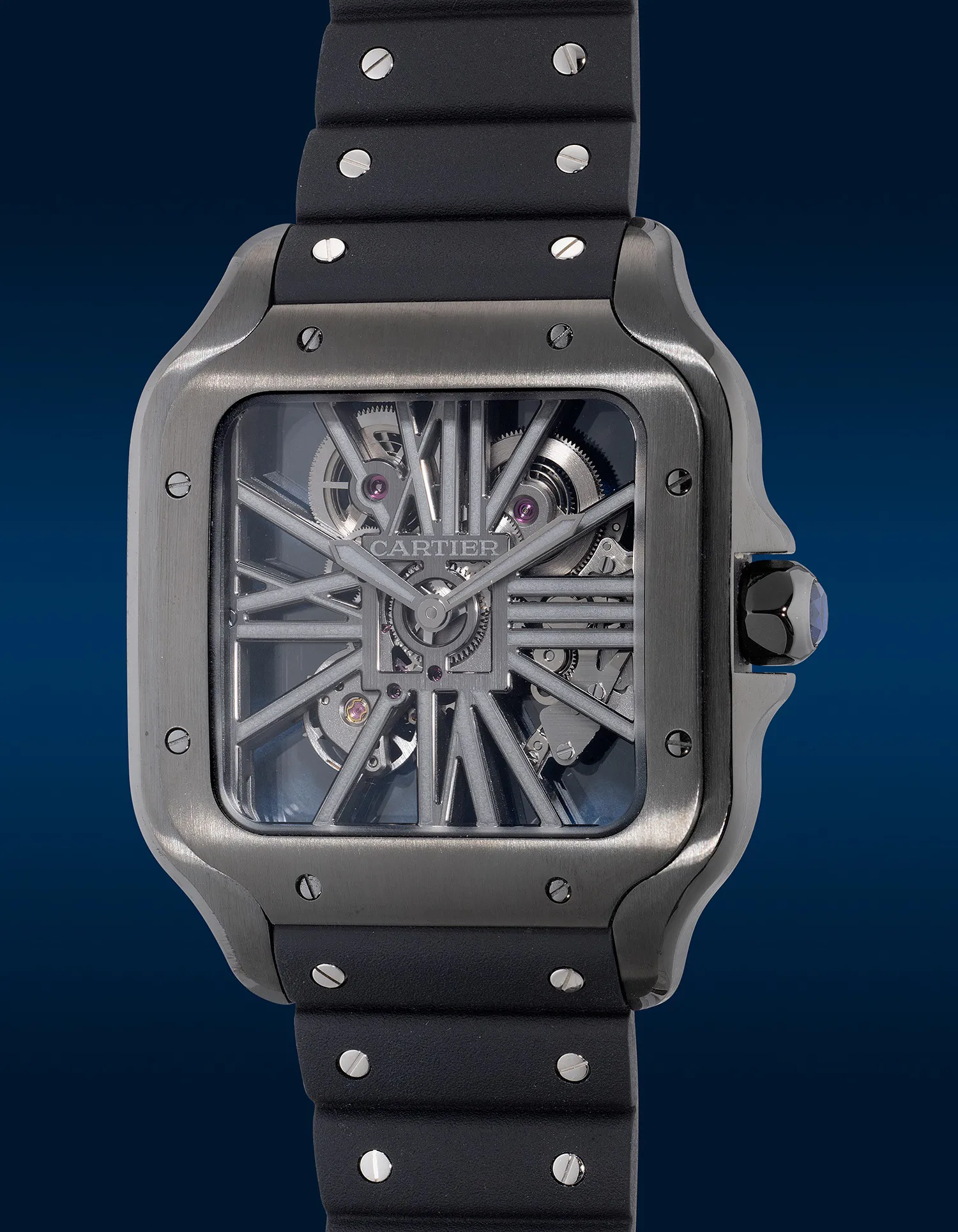 Cartier Santos de Cartier WHSA0009 37mm Stainless steel and Black DLC Skeletonized