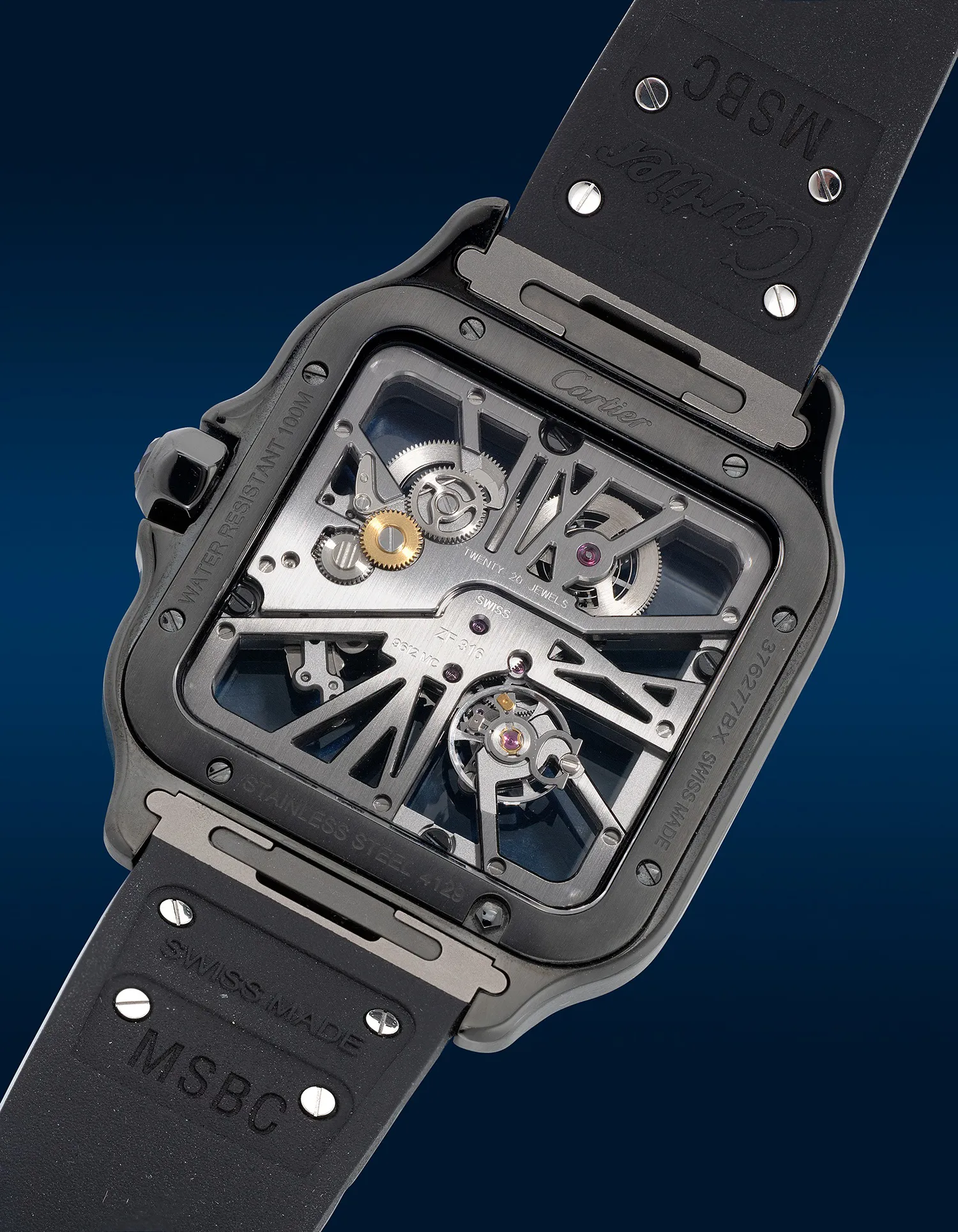 Cartier Santos de Cartier WHSA0009 37mm Stainless steel and Black DLC Skeletonized 2