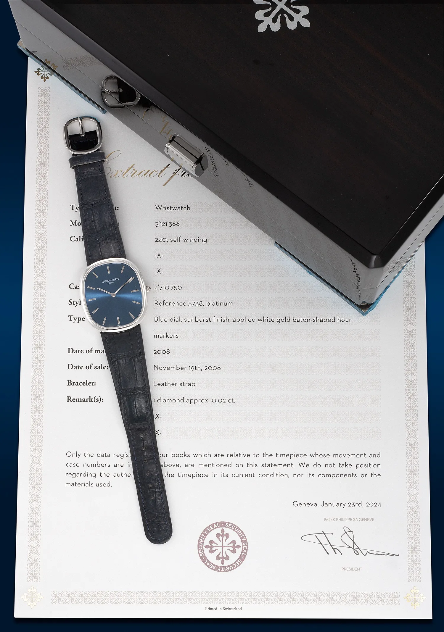 Patek Philippe Golden Ellipse 5738P 34.5mm Platinum Blue 1