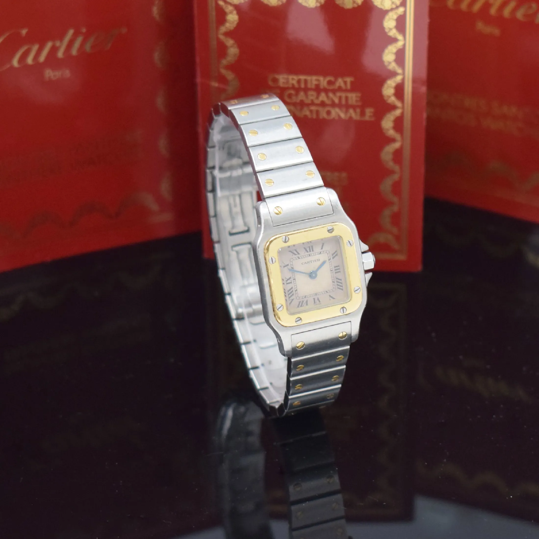 Cartier Santos Galbée 1057930 24mm Yellow gold and Stainless steel Silver 3