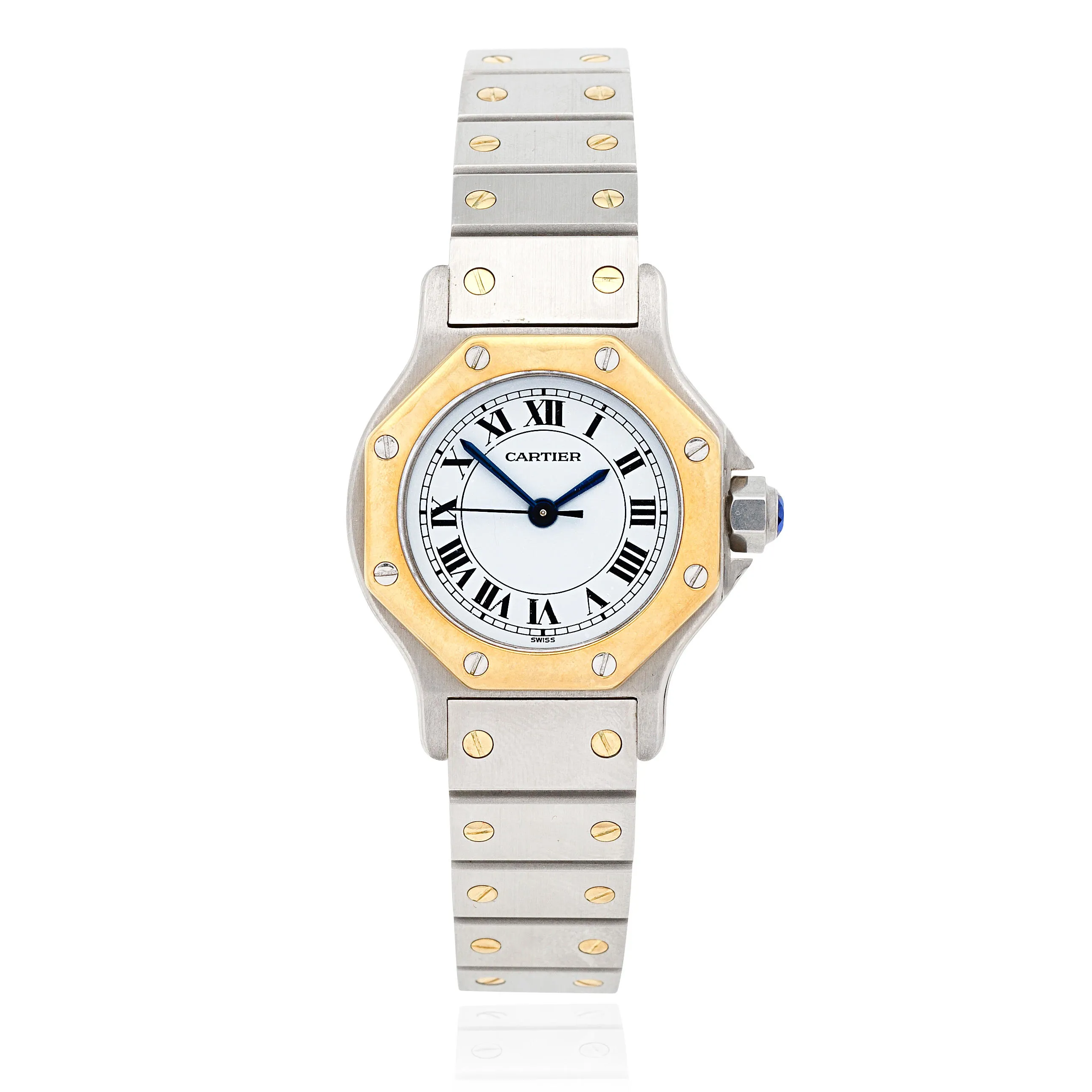 Cartier Santos 25mm Yellow gold and stainless steel White