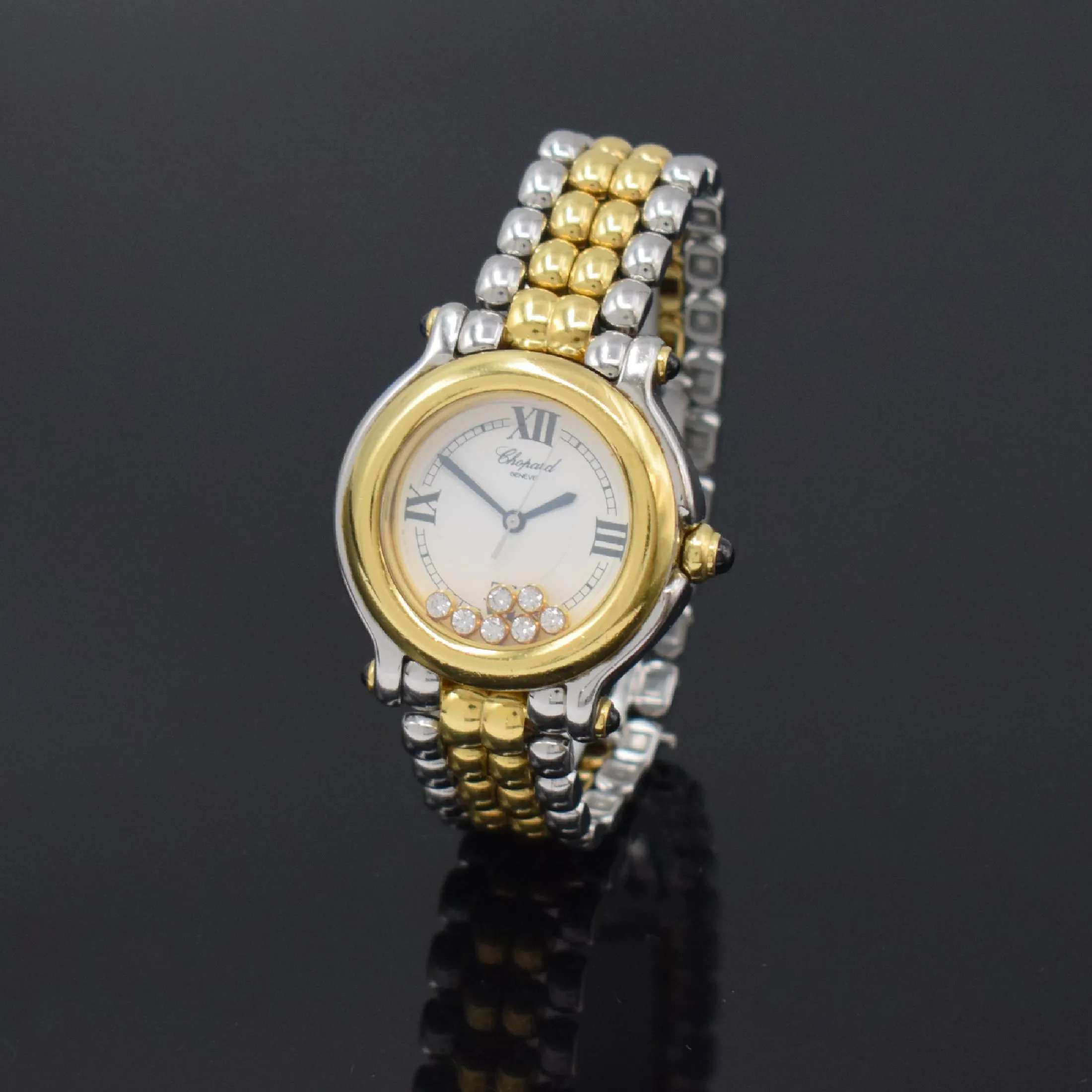 Chopard Happy Sport 27/8237-23 32mm Yellow gold and stainless steel White