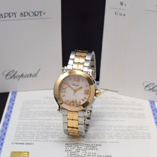 Chopard Happy Sport 278488-9001 Yellow gold and Stainless steel White