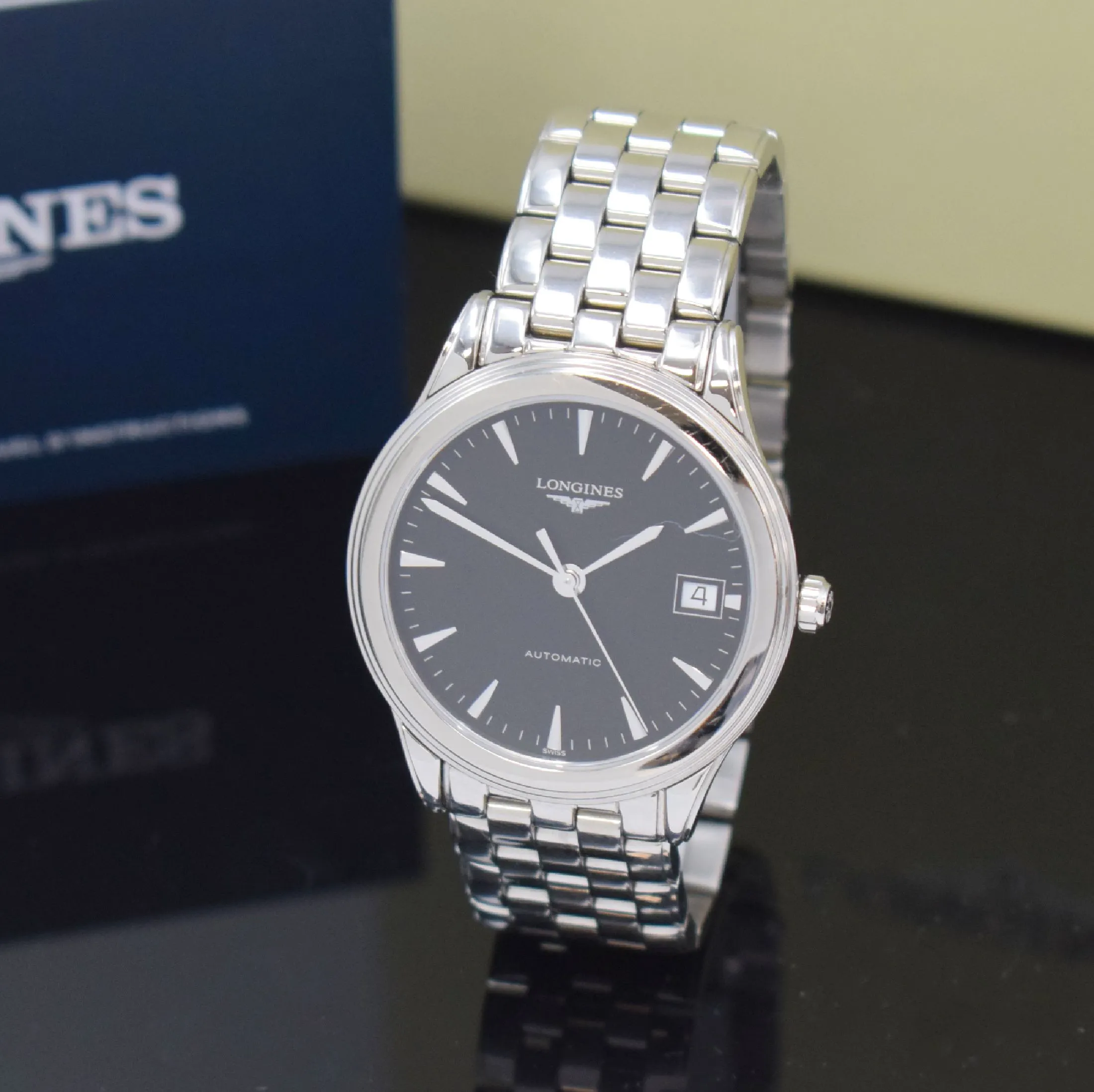 Longines Flagship L4.774.4 35.5mm Stainless steel Black
