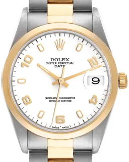 Rolex Oyster Perpetual Date 15203 Stainless steel and 18k yellow gold White