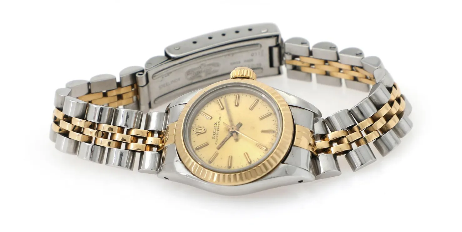 Rolex Oyster Perpetual 67193 24mm Yellow gold and Stainless steel Champagne 4