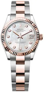 Rolex Datejust 278271-0025 Rose gold and Stainless steel White mother-of-pearl set with diamonds