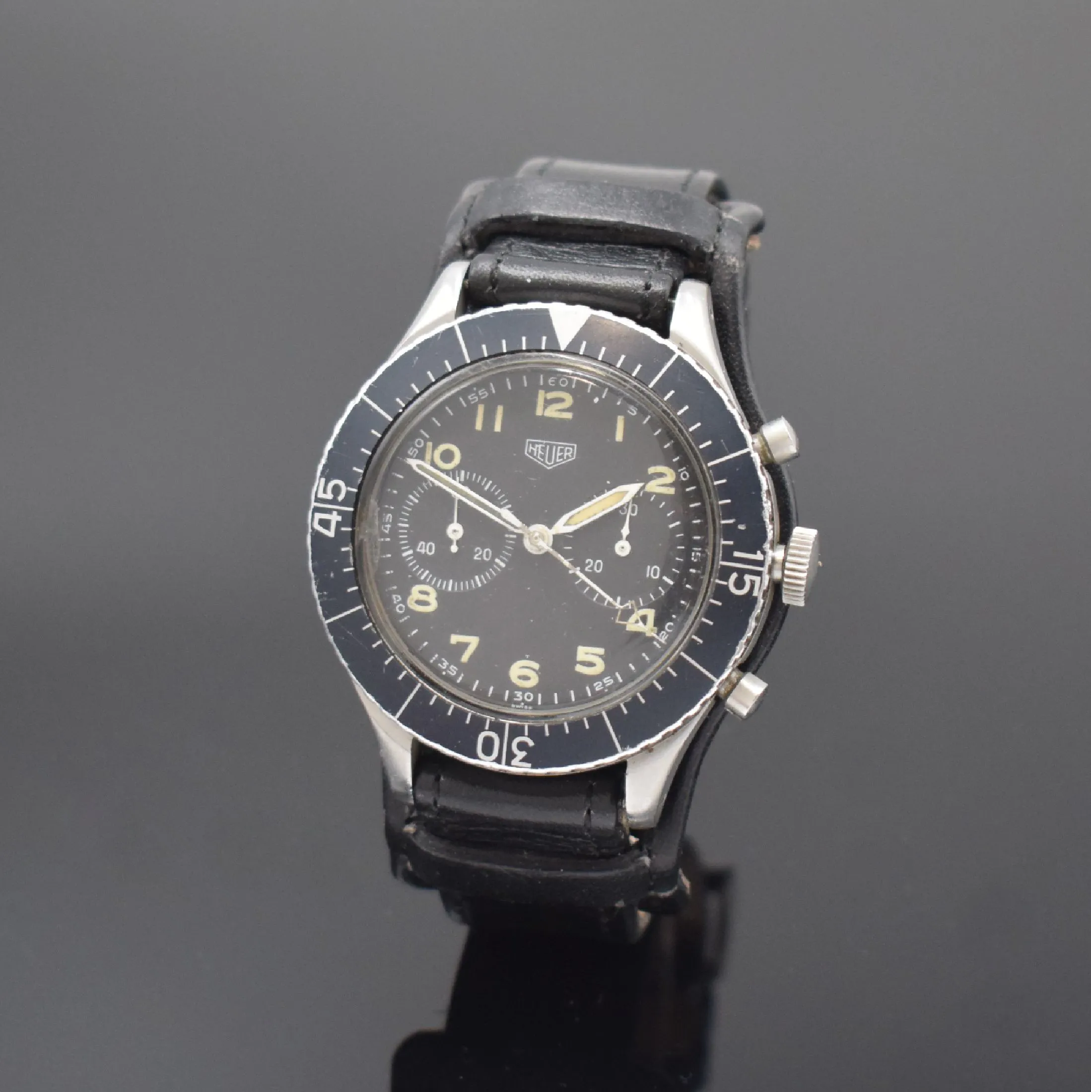 Heuer 1550 SG 43mm Stainless steel Black