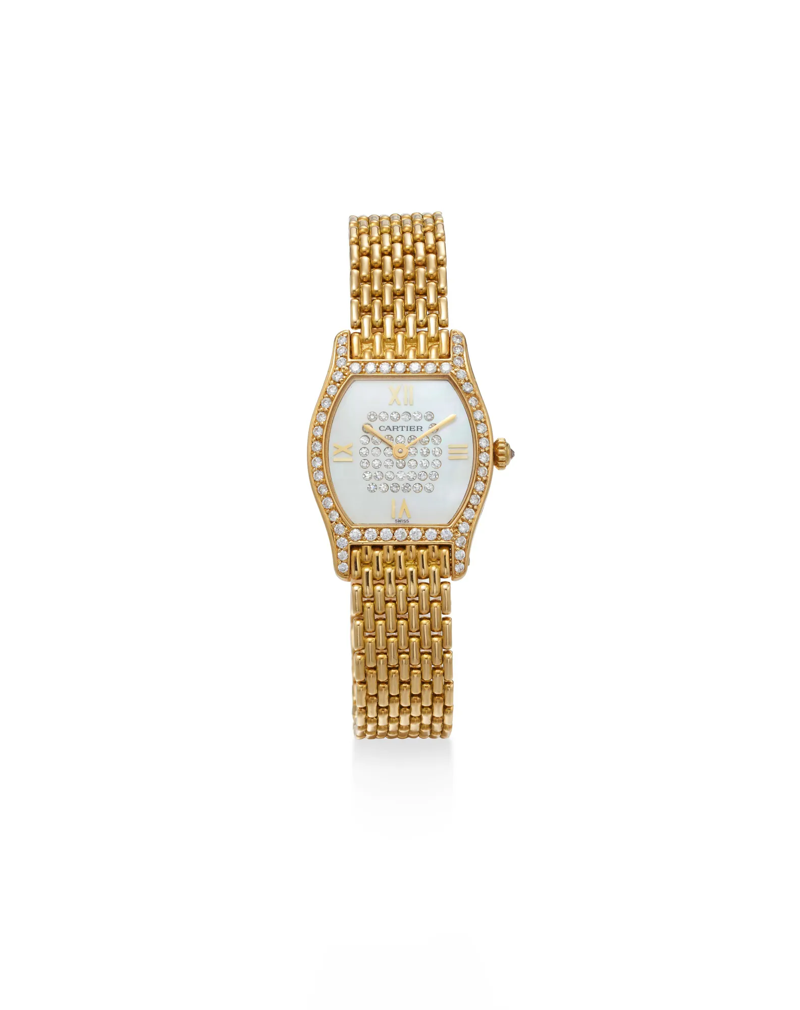 Cartier Tortue 22mm Yellow gold and Diamond Mother-of-pearl