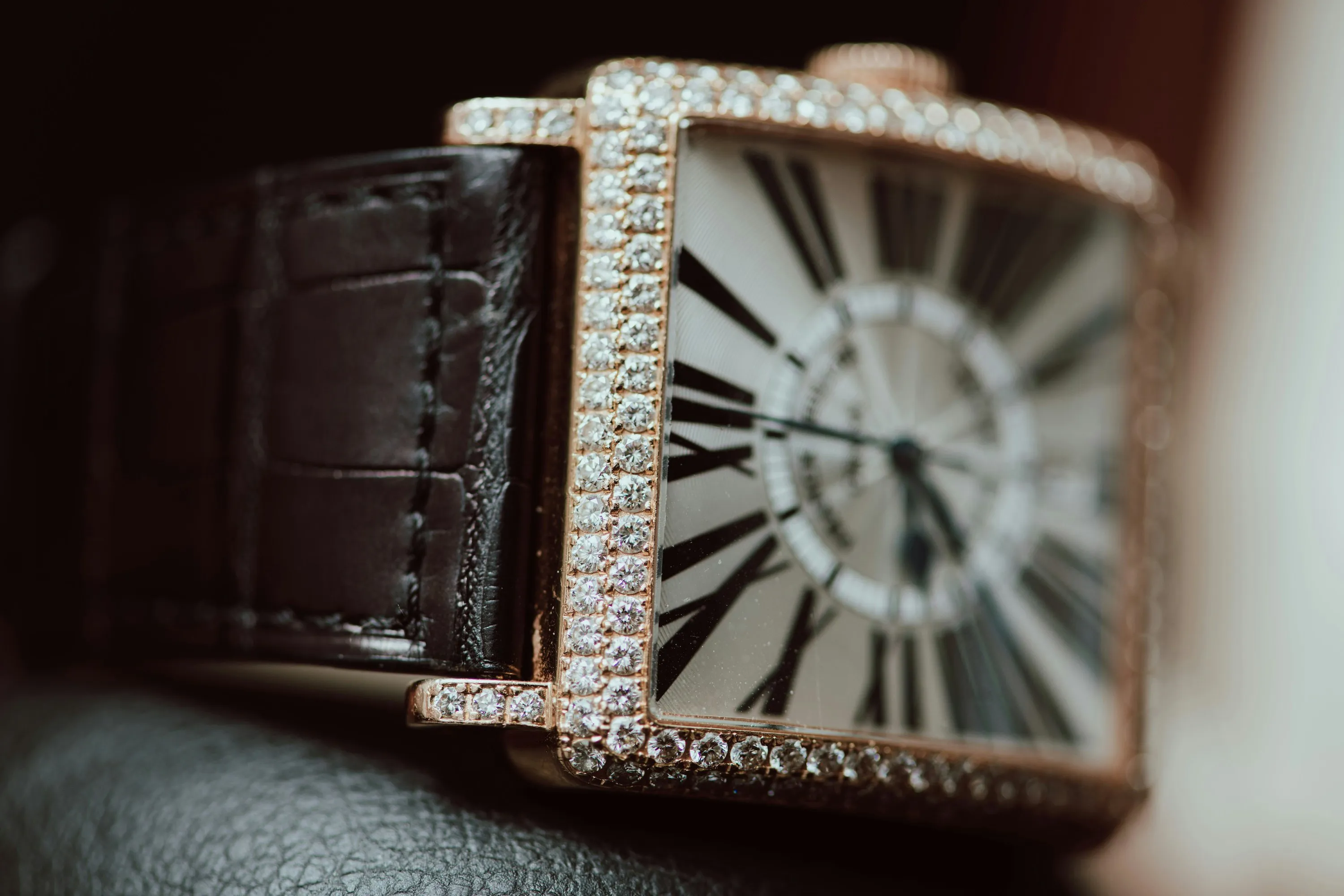 Franck Muller Master Square 6000 H SC D 36mm Rose gold and Diamond Silver 12